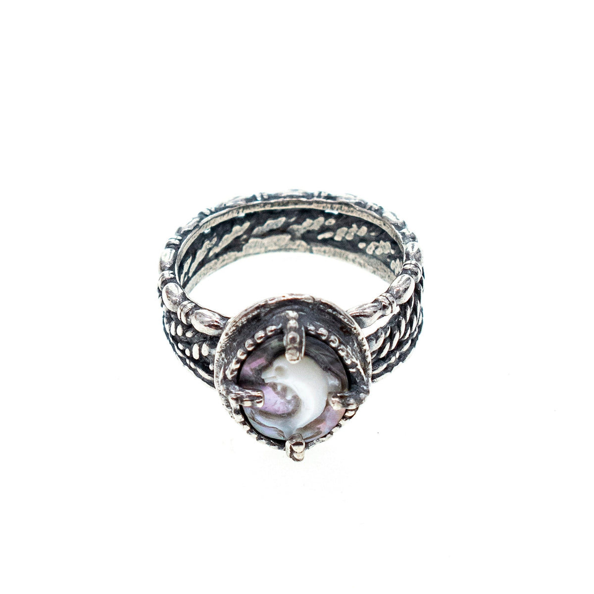 Dolfijn Camee Ring Grijs – Sterling Zilver – Gem Kingdom