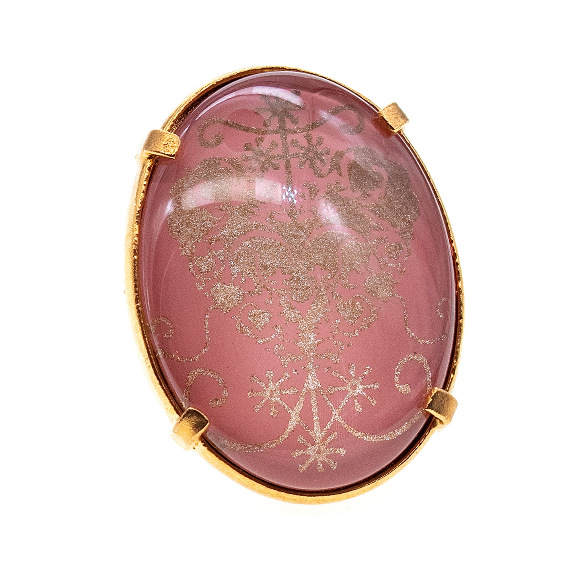 Pink Intaglio Statement Ring – Gold Plated – Gem Kingdom