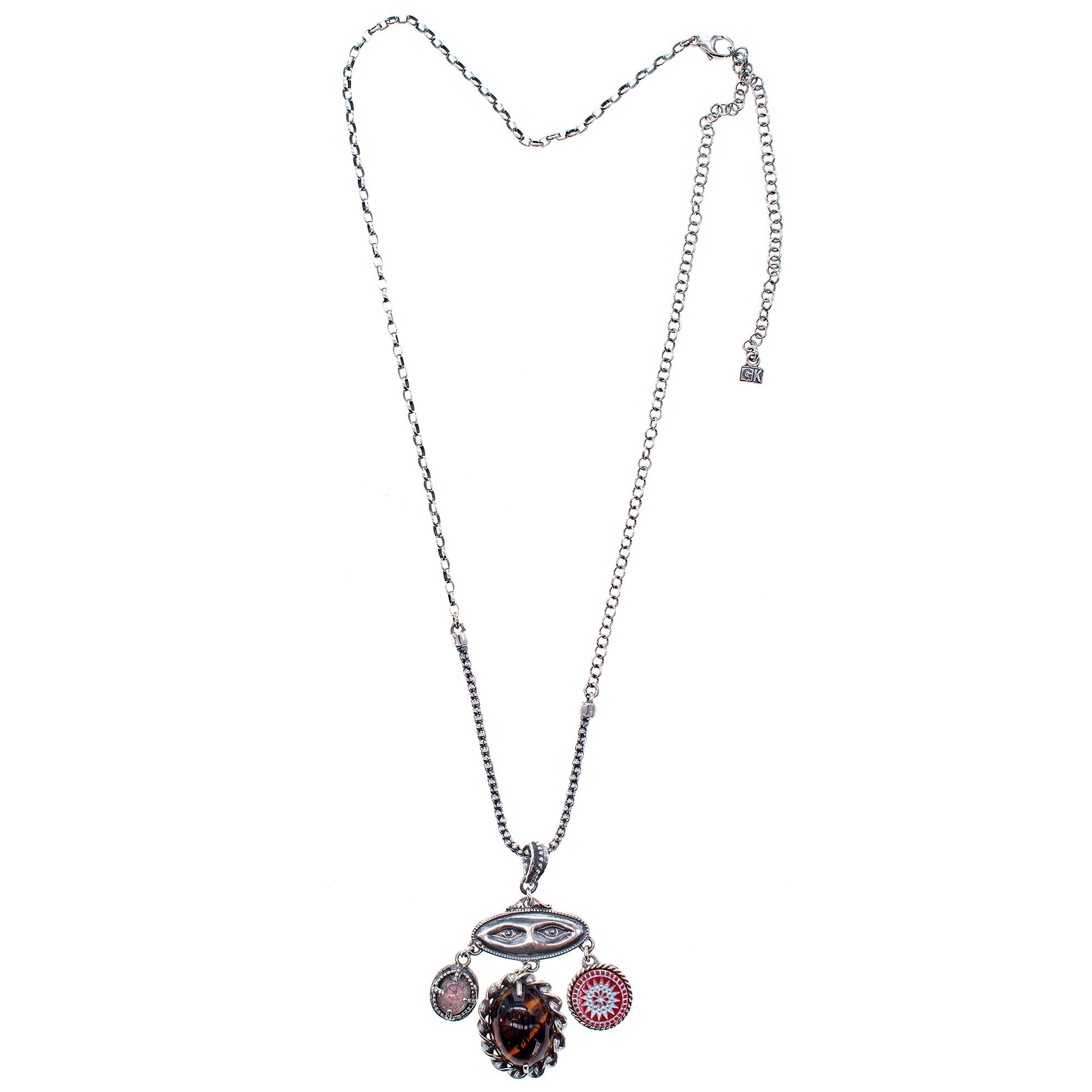 Pink Red Chandelier Necklace – Sterling Silver – Gem Kingdom