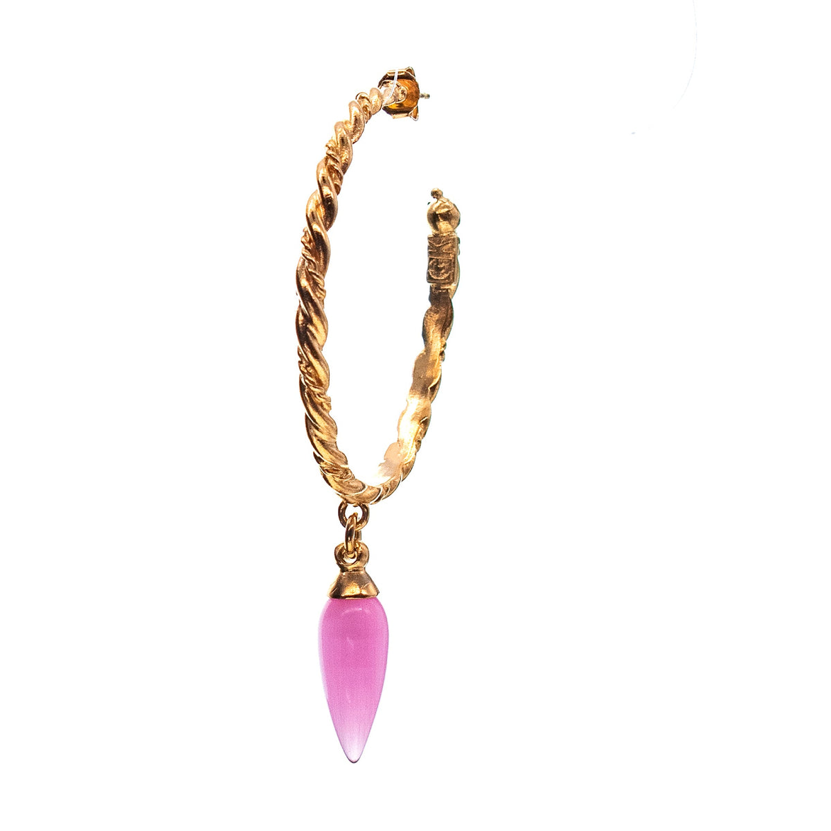 Pink Tiger Eye Drop Single Earring – Gold Plated – Gem Kingdom