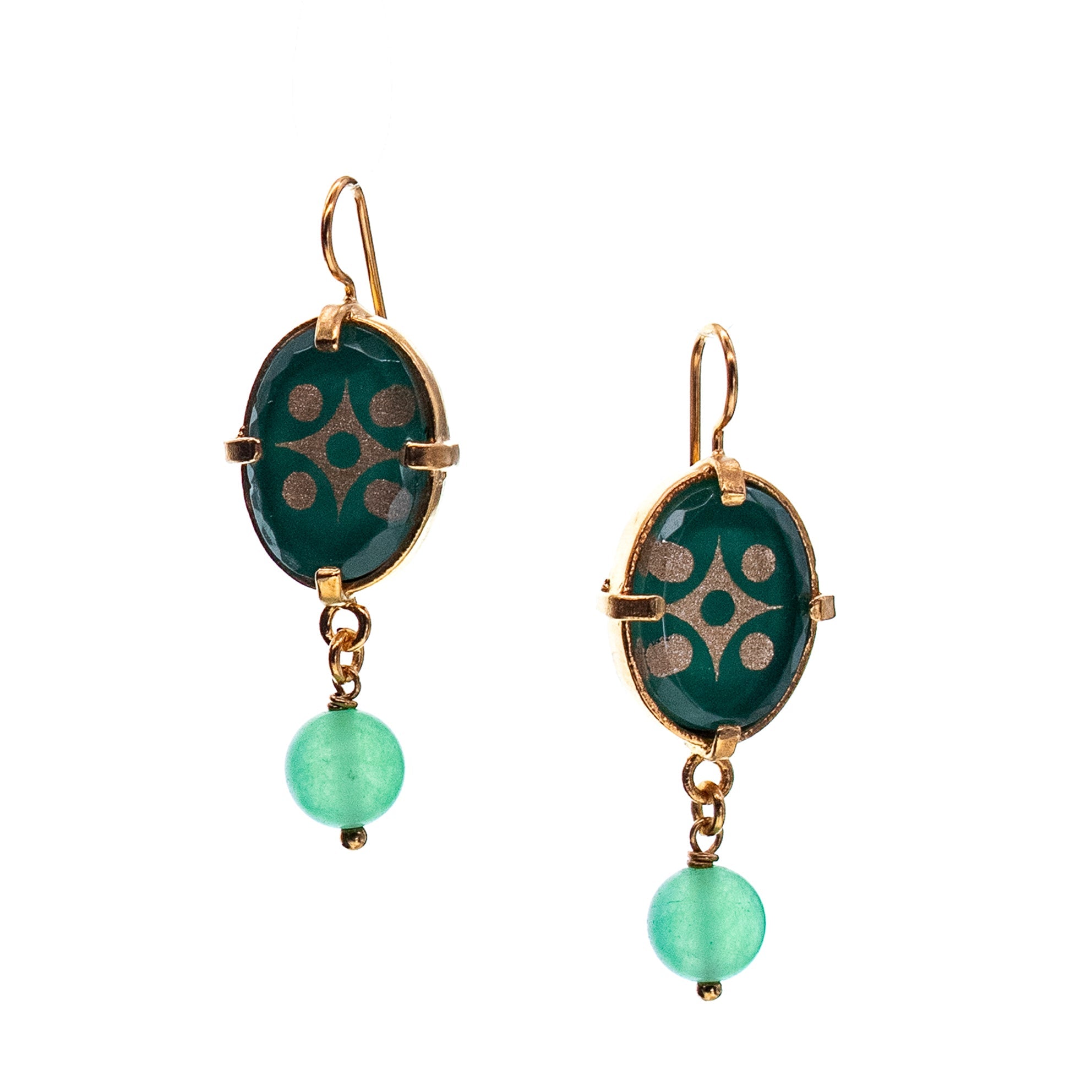 Green Glass Crystal Earrings