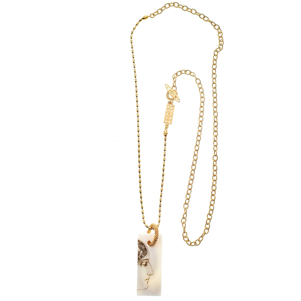 Face And Spiral Necklace White – 18k Gold Plated – Gem Kingdom