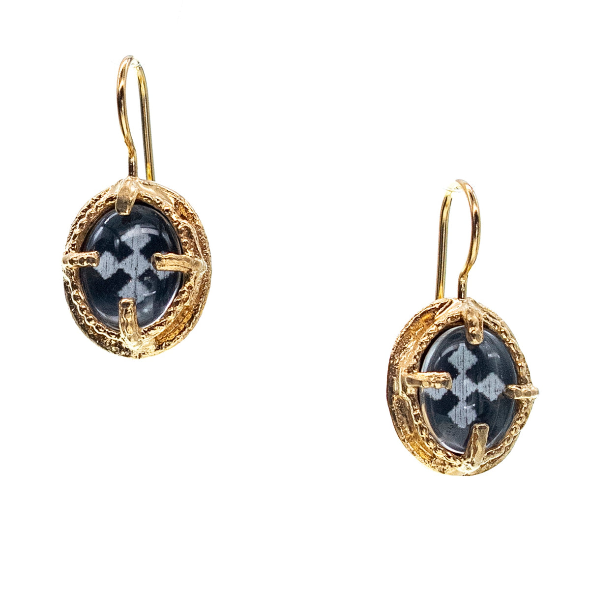 Mosaic Earrings Black – Gold Plated – Gem Kingdom