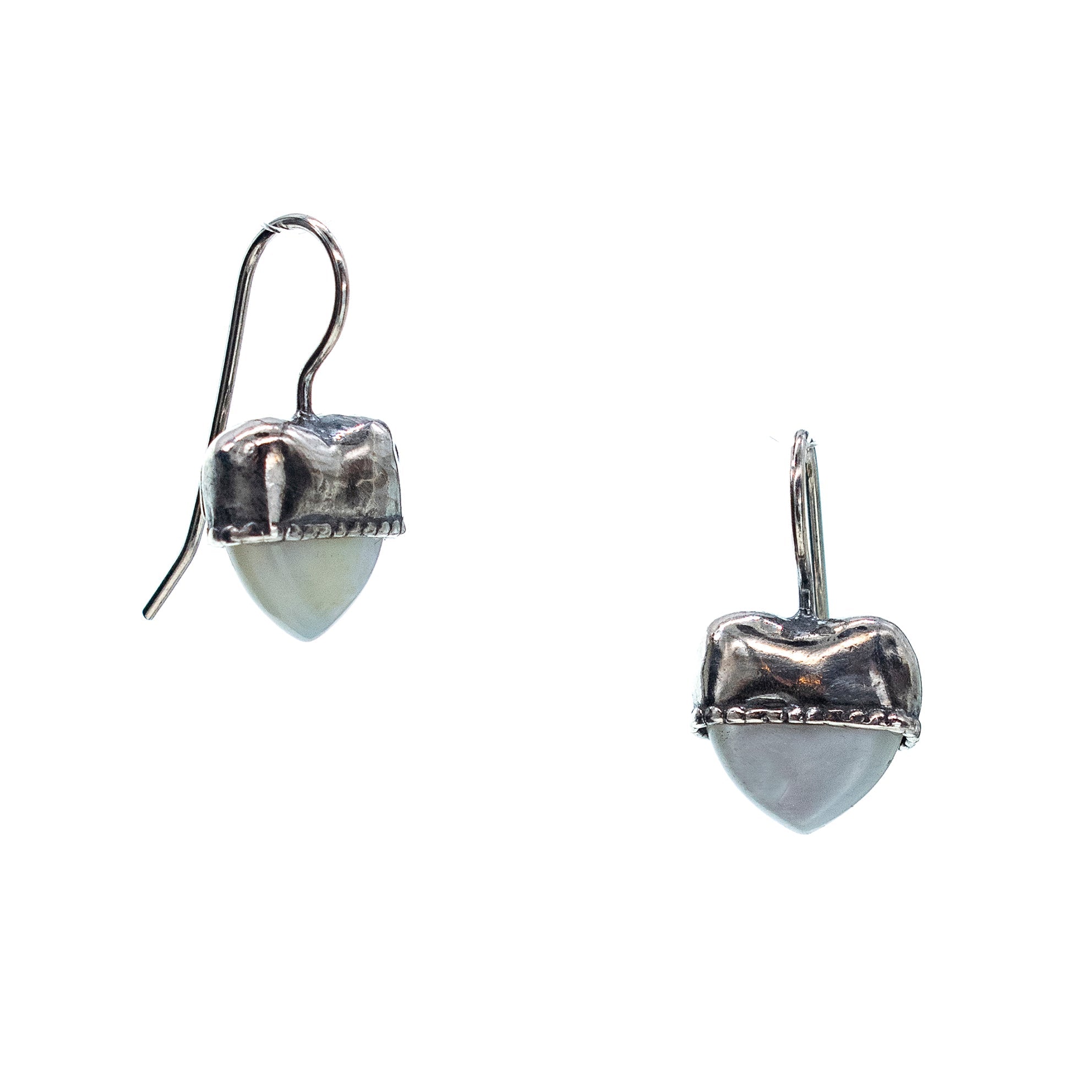 Eye Love You Little Heart Earrings White Mother Of Pearl – Sterling Silver – Gem Kingdom