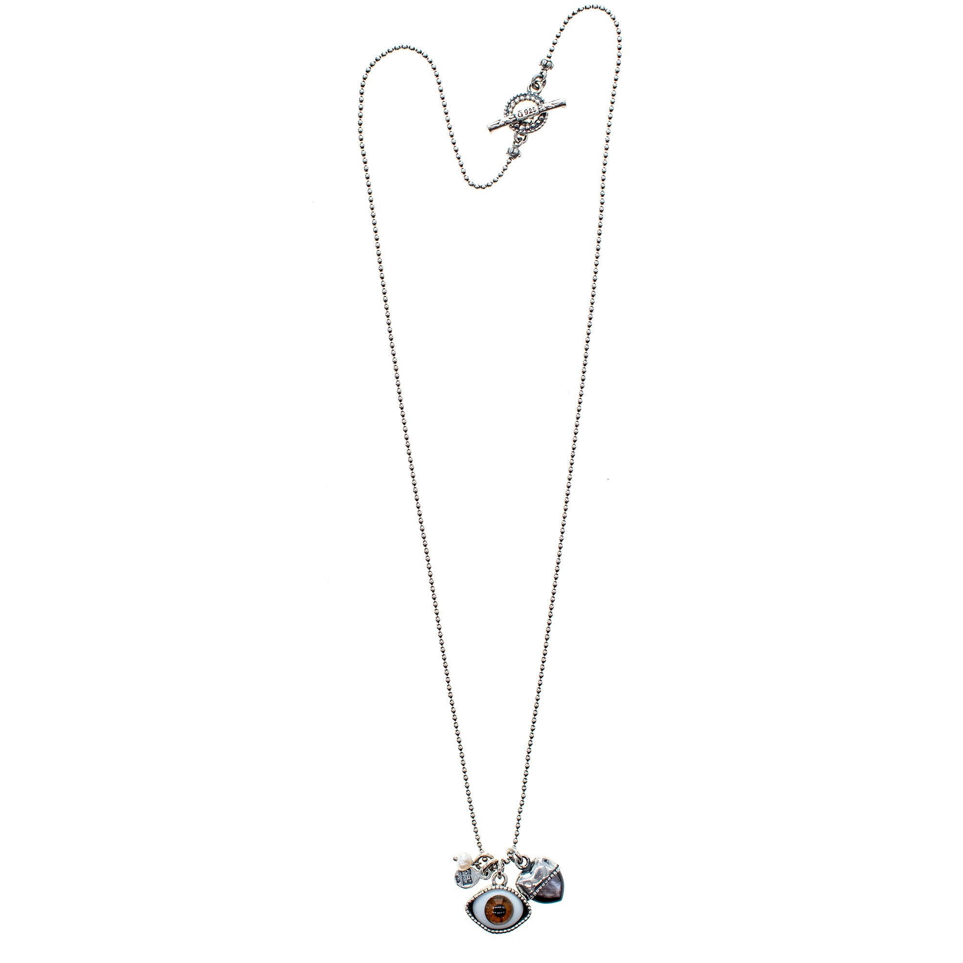 Brown Eye Love You Necklace Long – Sterling Silver – Gem Kingdom