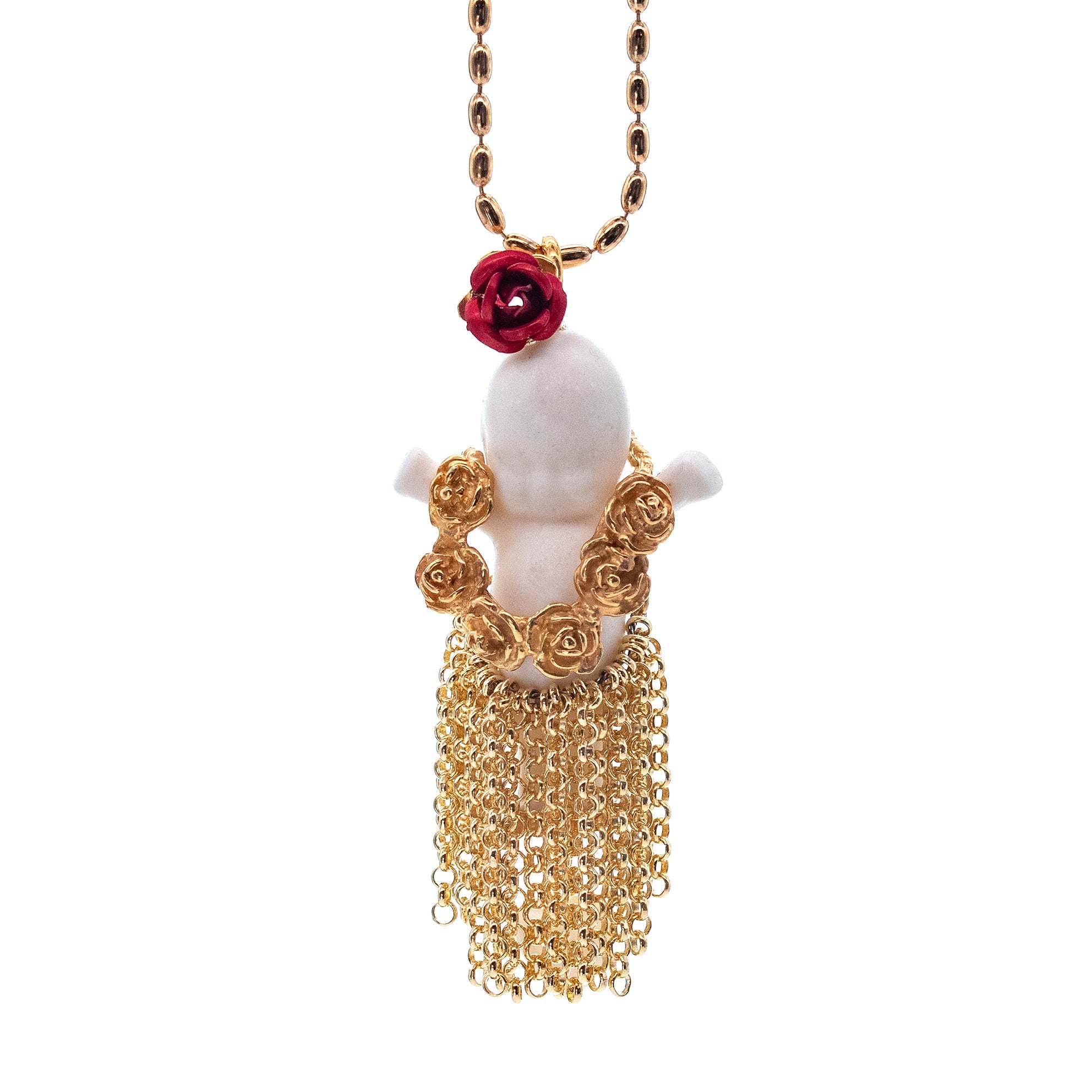 Aloha Baby White And Gold Necklace – Gold Plated – Gem Kingdom