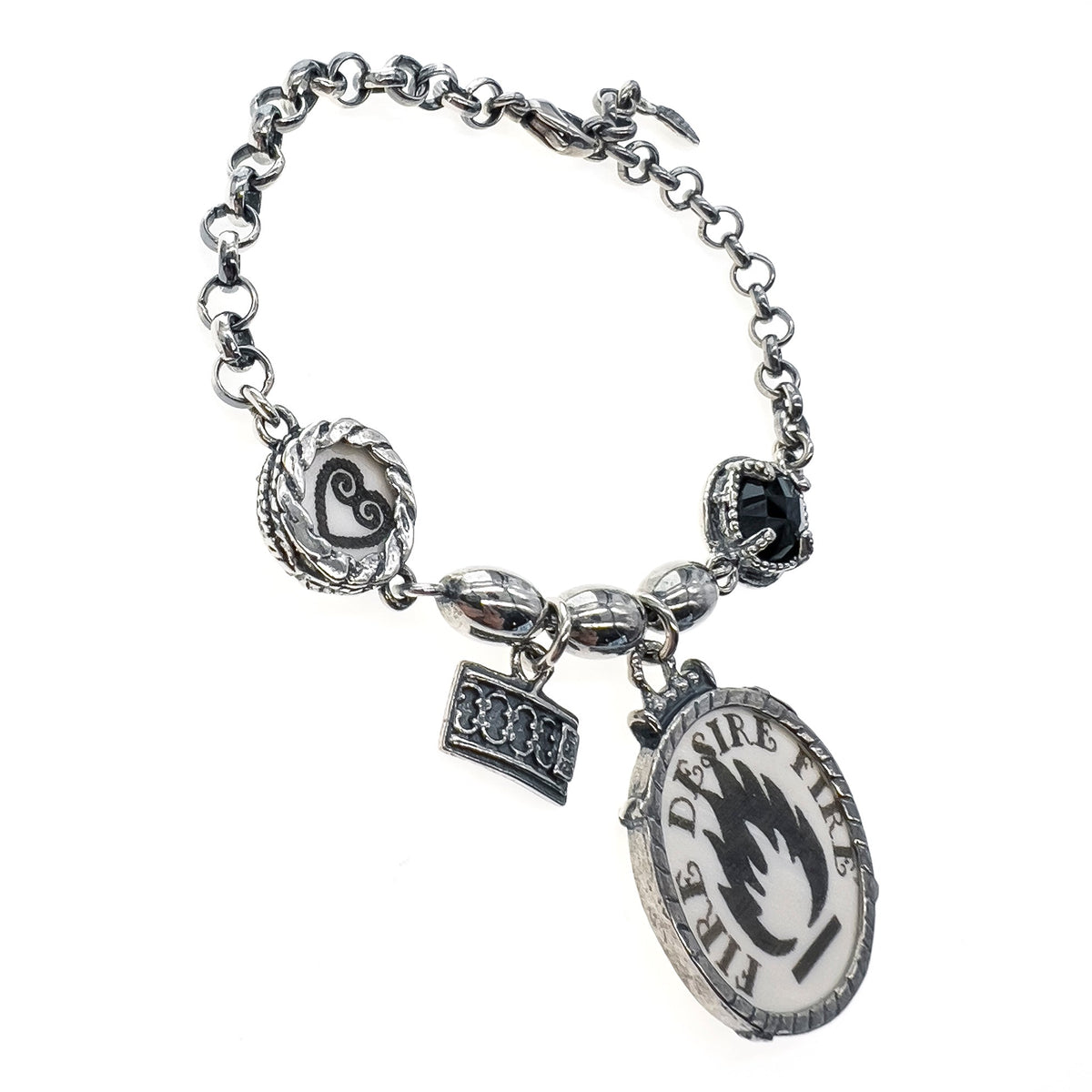 Fire Charm Bracelet – Sterling Silver – Gem Kingdom
