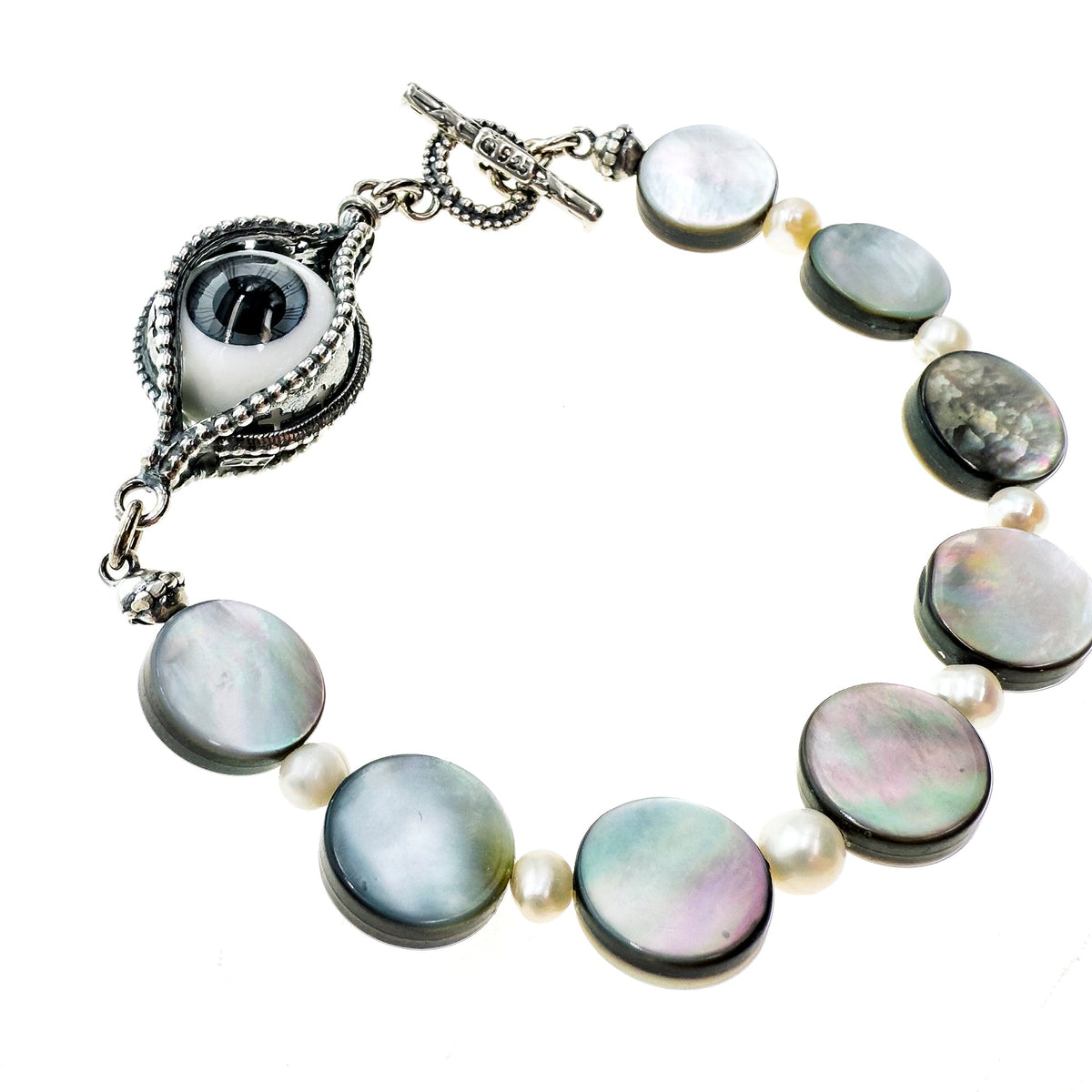 Eye Love You Hand-Painted Eye Bracelet – Sterling Silver – Gem Kingdom