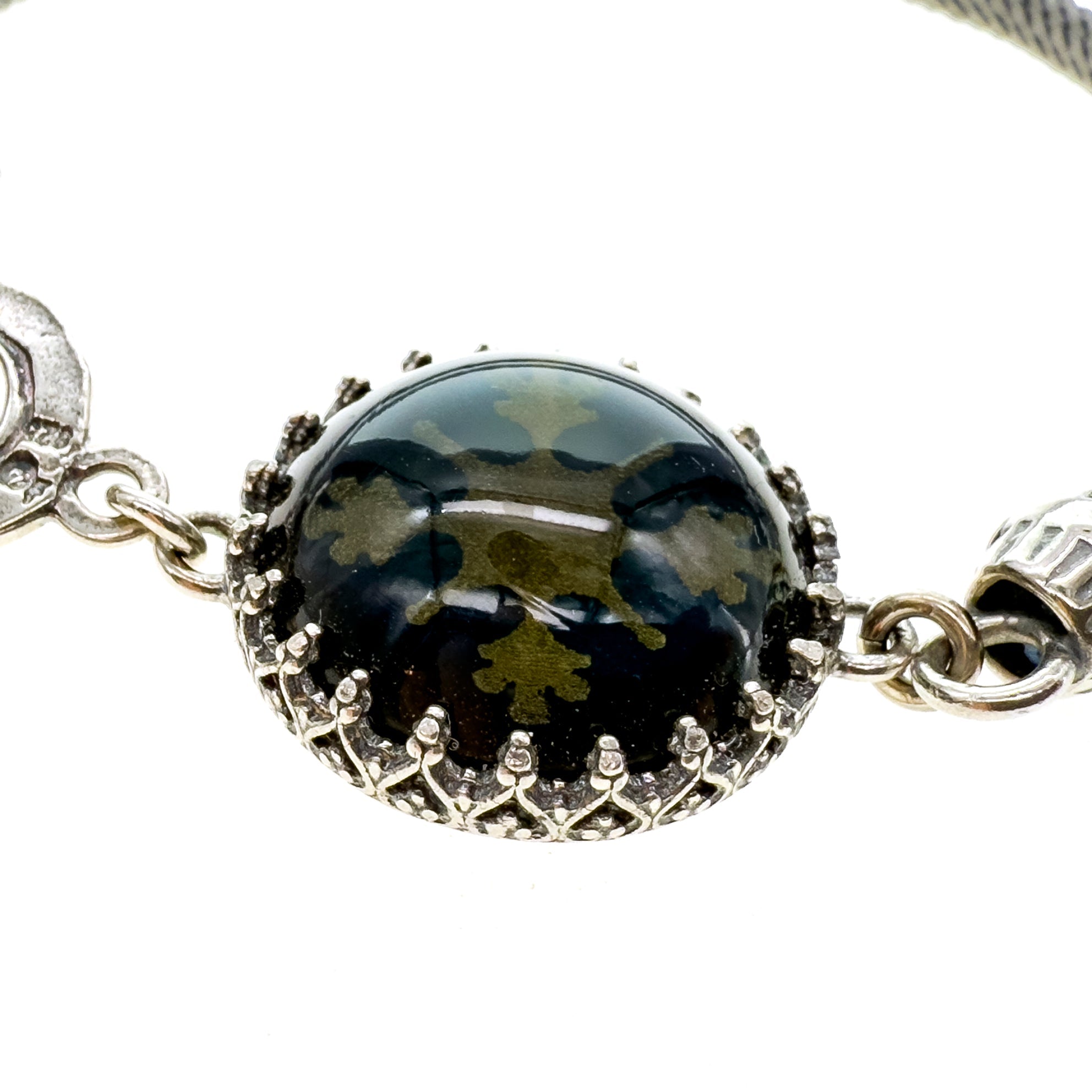 Grey And Dark Crystal Cord Bracelet – Sterling Silver – Gem Kingdom