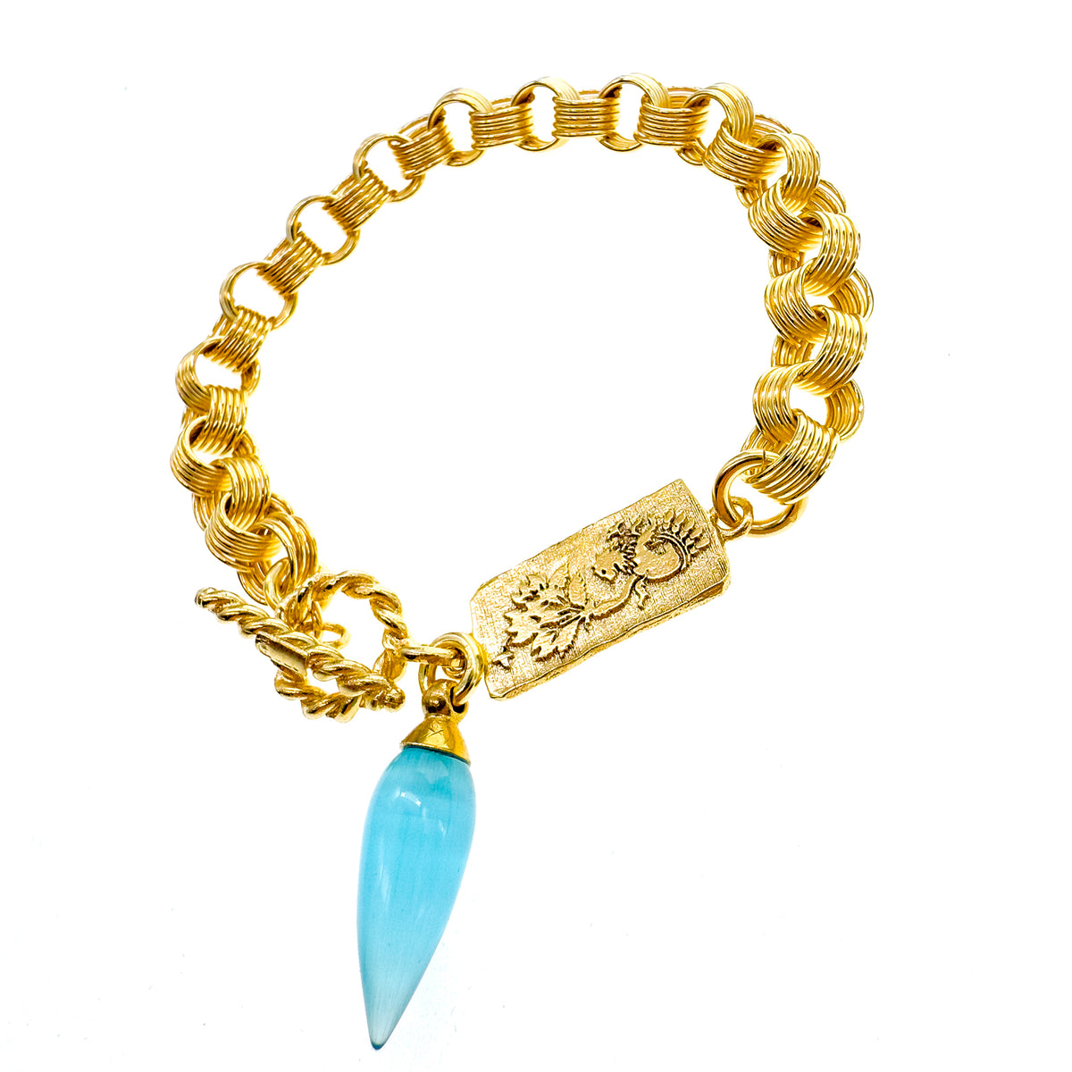Blue Tiger Eye Drop Bracelet