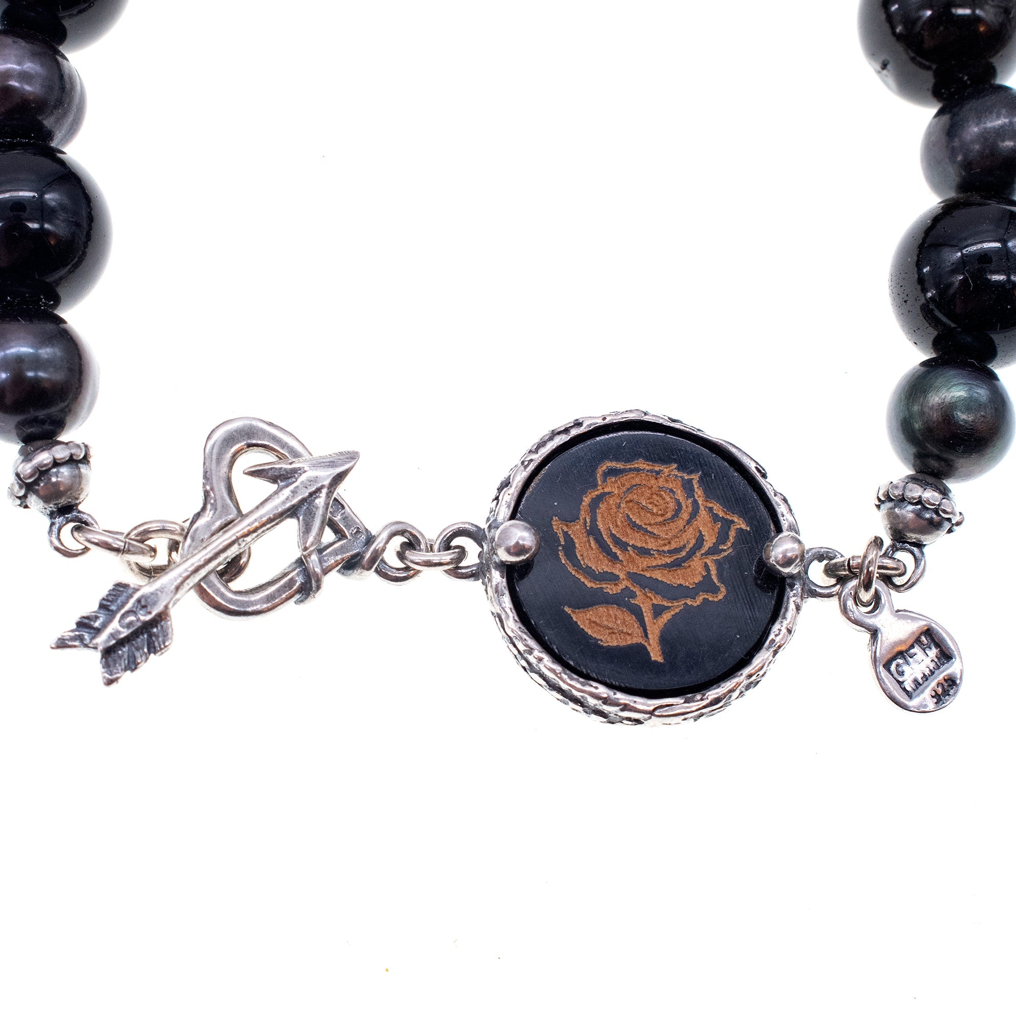 Beaded Bracelet Black – Sterling Silver – Gem Kingdom