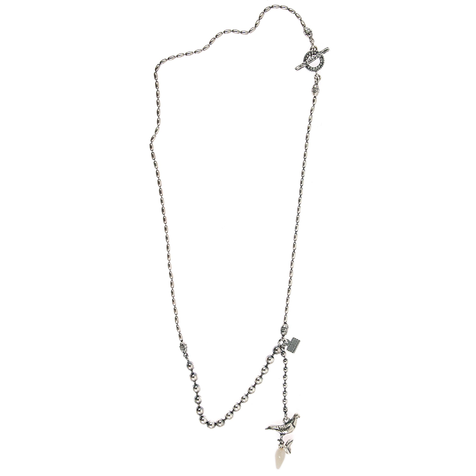 Silver Dove Necklace With White Mother Of Pearl