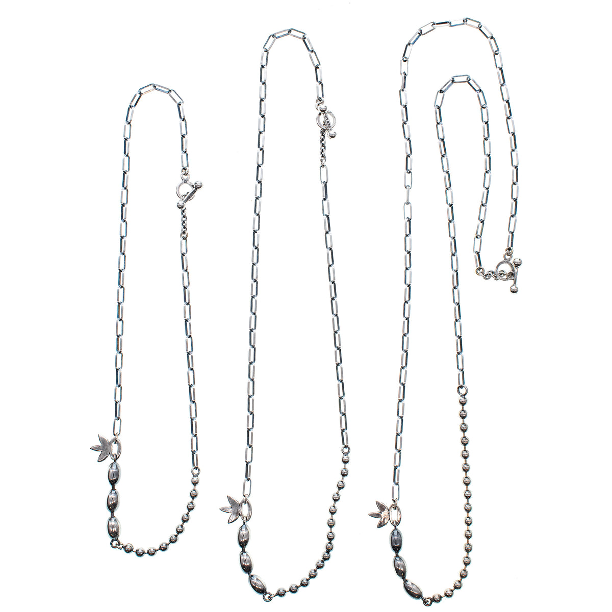 Leaf And Asymmetric Silver Necklace – Sterling Silver – Gem Kingdom