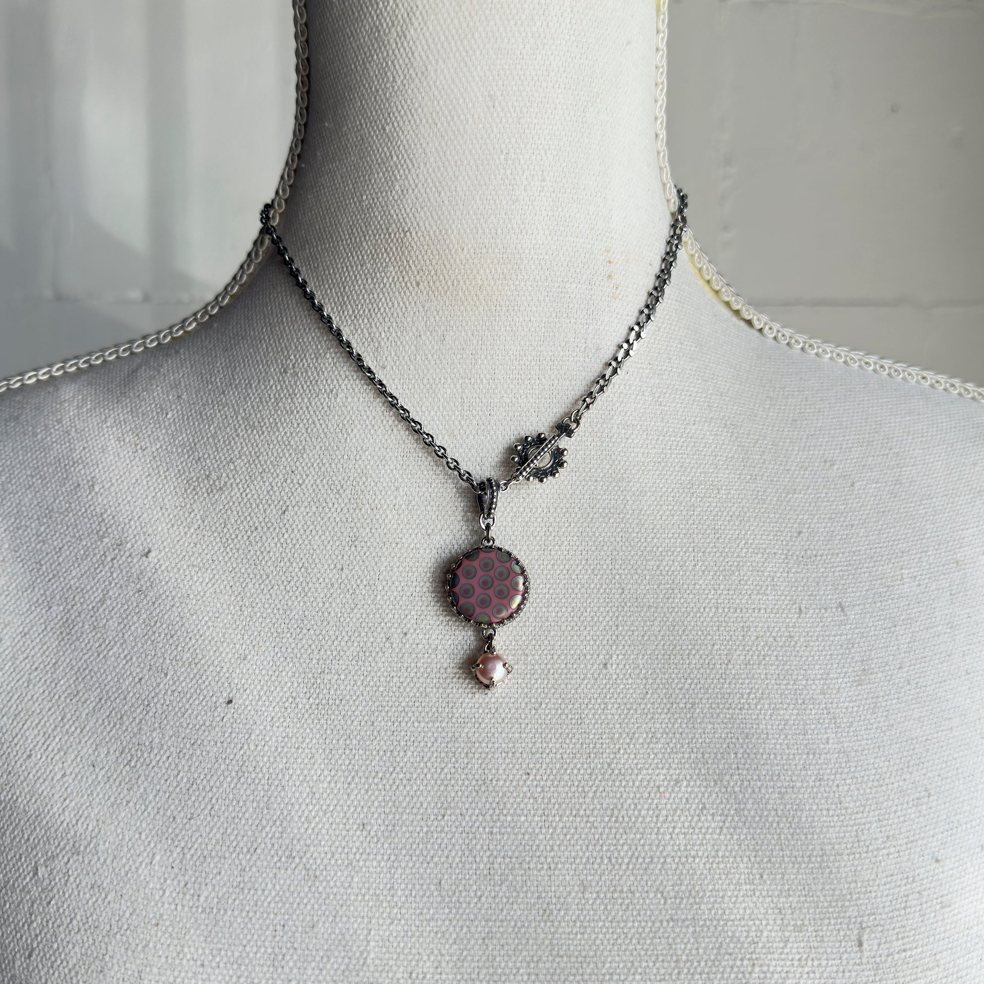 Pink Polkadot Pendant – Sterling Silver – Gem Kingdom