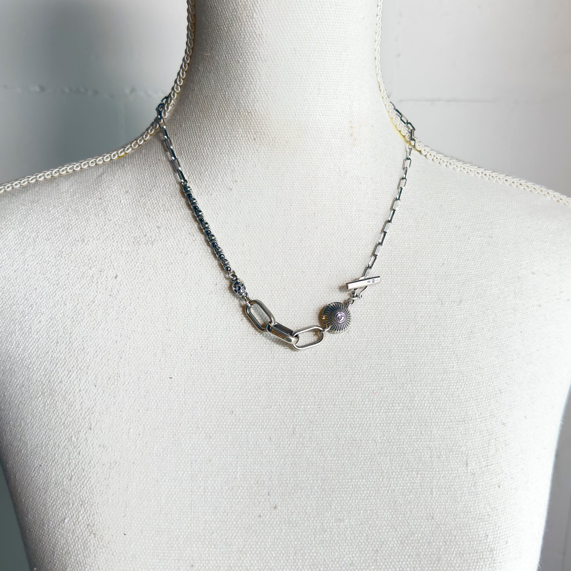 Skull & Shield Silver Chain Necklace – Sterling Silver – Gem Kingdom
