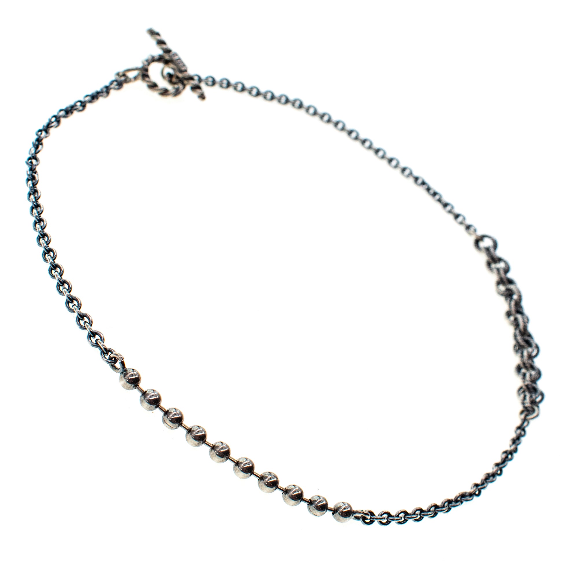 Twisted Toggle Asymmetric Silver Chain Necklace