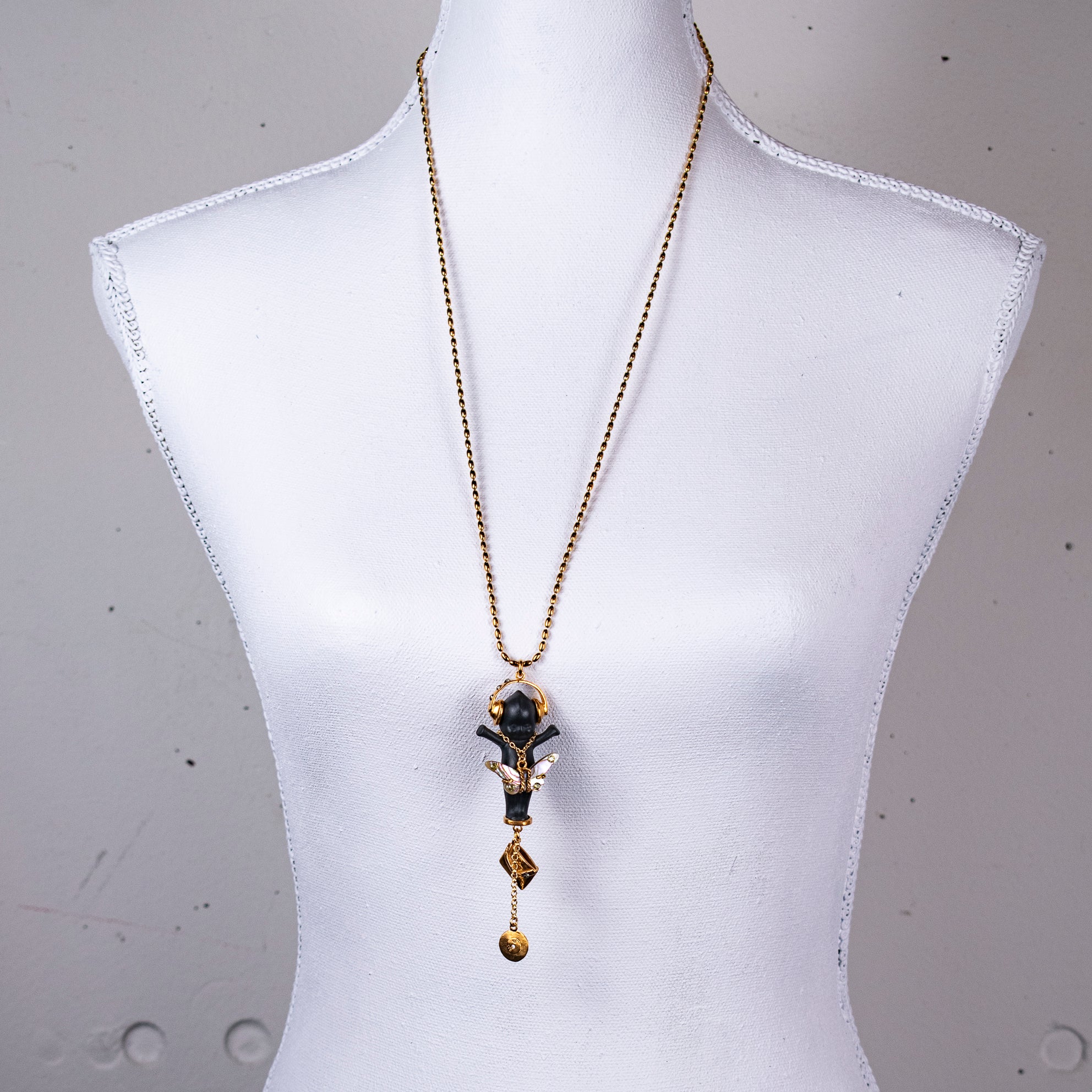 "DJ Party Baby" Necklace Black And Gold
