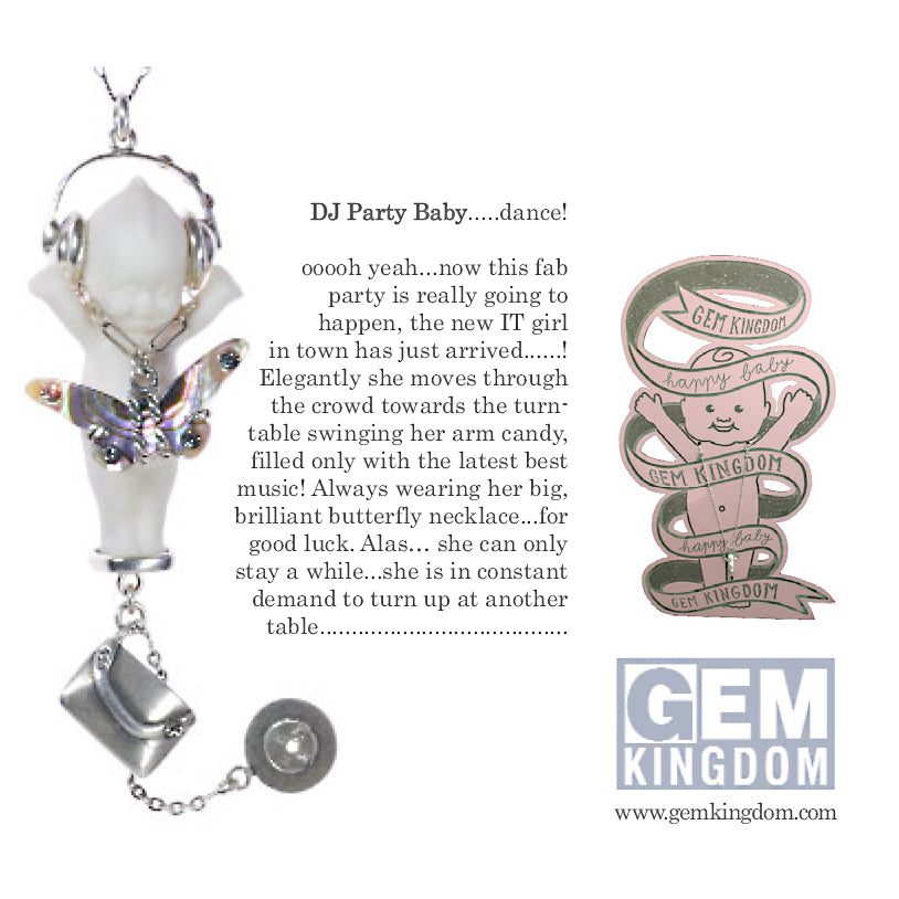"DJ Party Baby" Necklace White And Gold
