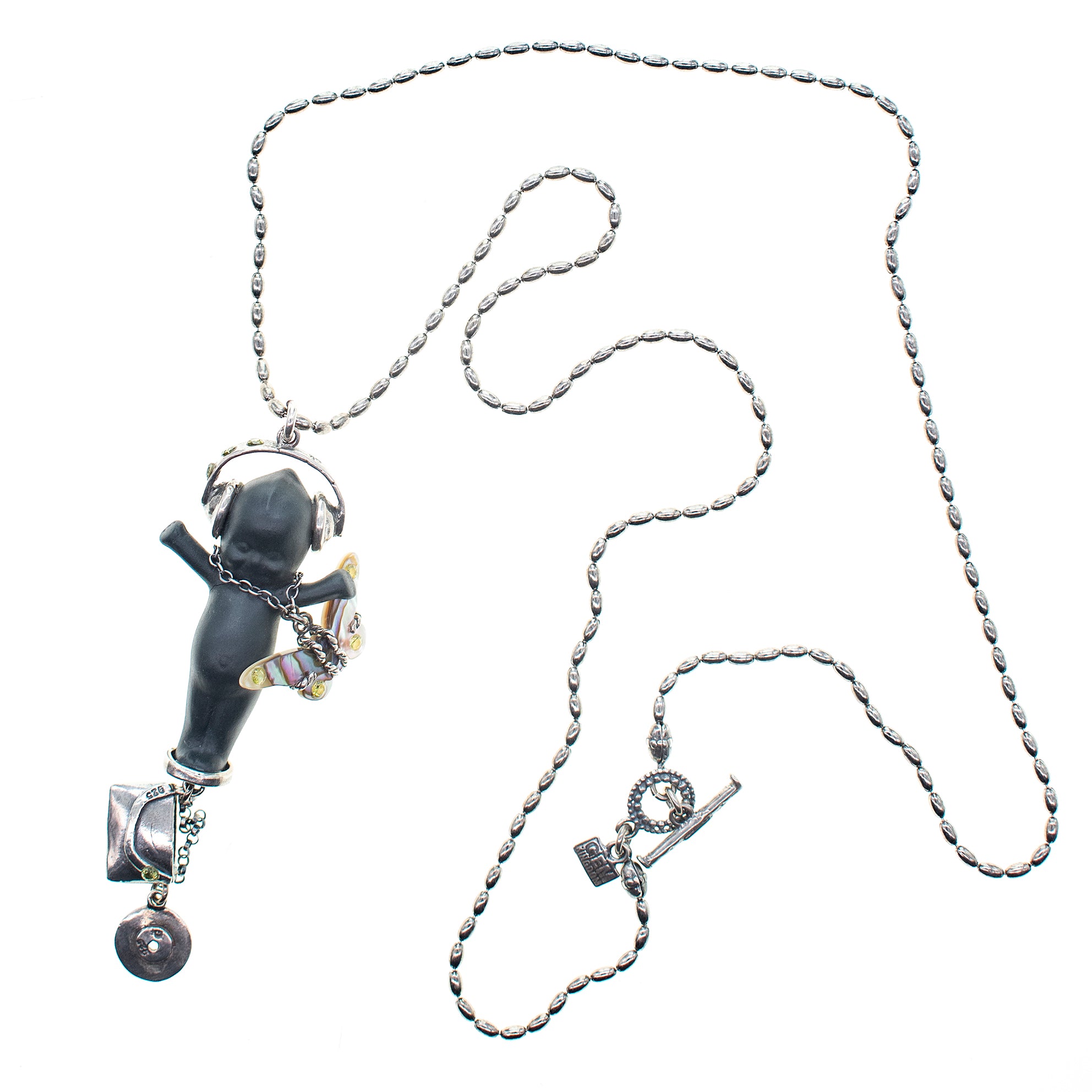 "DJ Party Baby" Ketting Zwart En Zilver