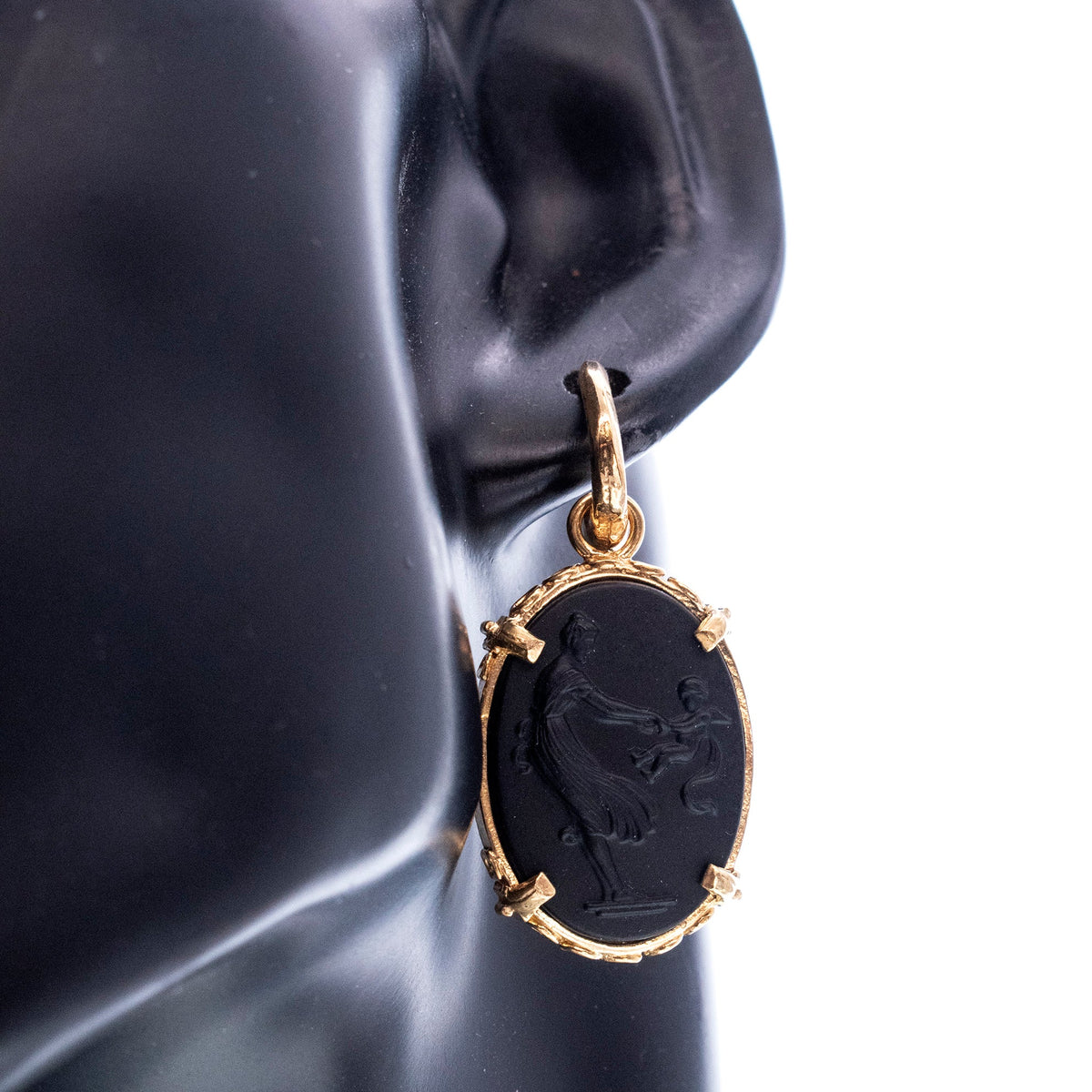 Black Cameo Earrings – 18k Gold Plated – Gem Kingdom