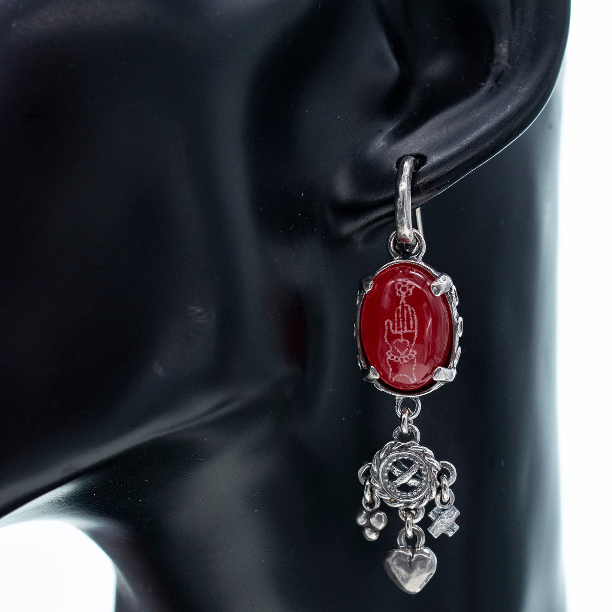 Back to the Future Drop Earrings Red – Sterling Silver – Gem Kingdom
