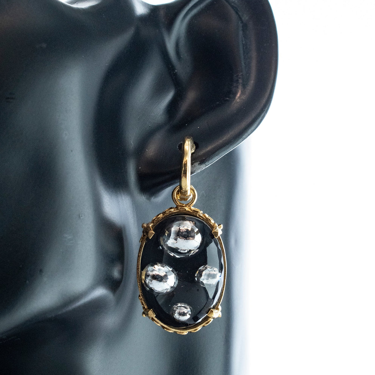 Bubble Earrings Black – 18k Gold Plated – Gem Kingdom