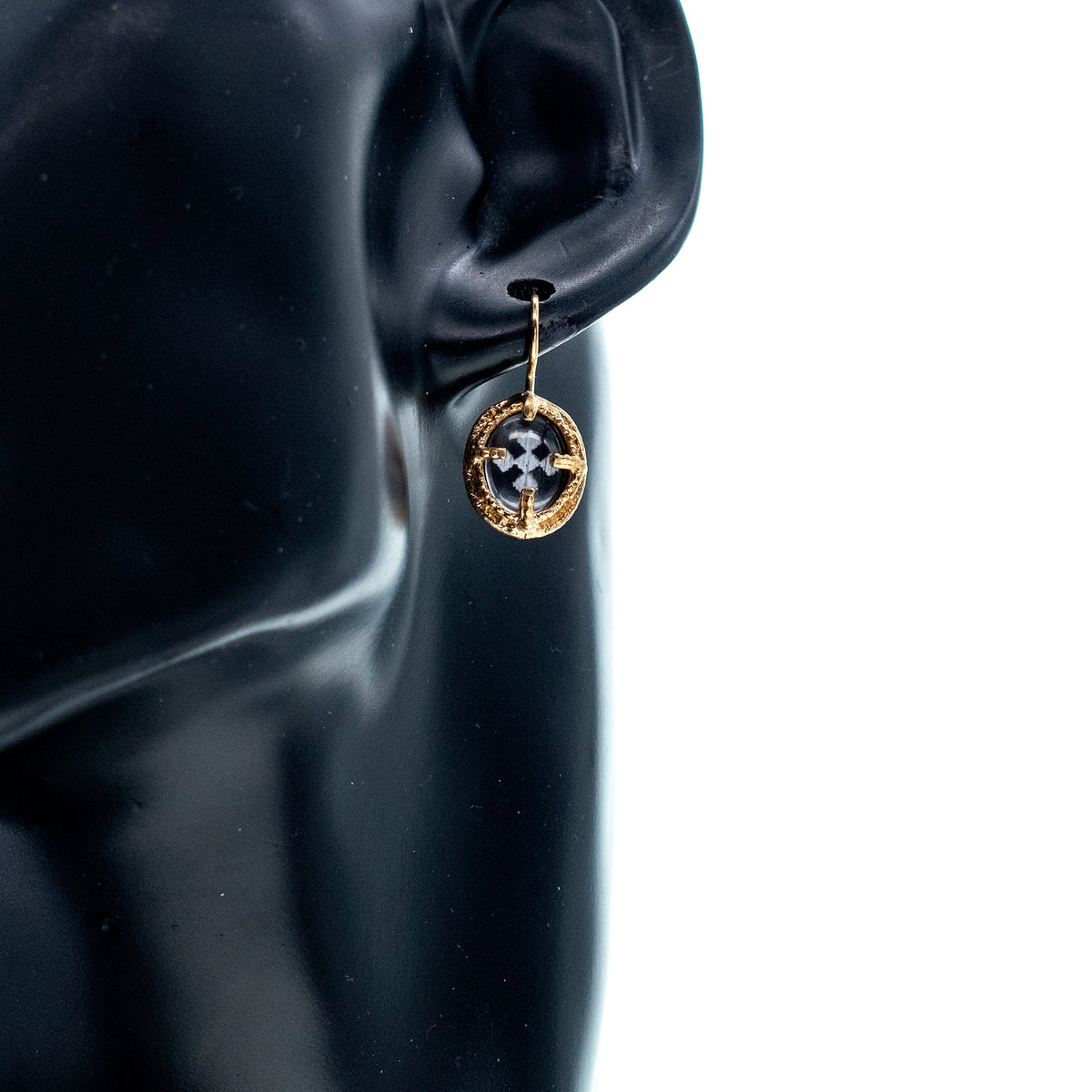 Mosaic Earrings Black – Gold Plated – Gem Kingdom
