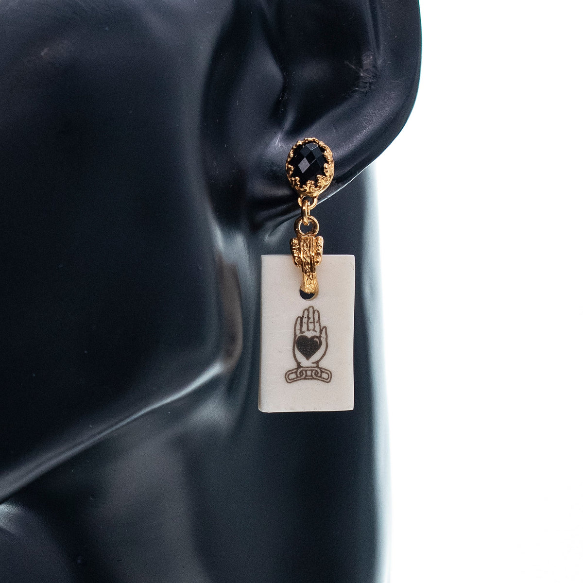 Zwarte Spinel Bedel Oorbellen – Verguld – Gem Kingdom