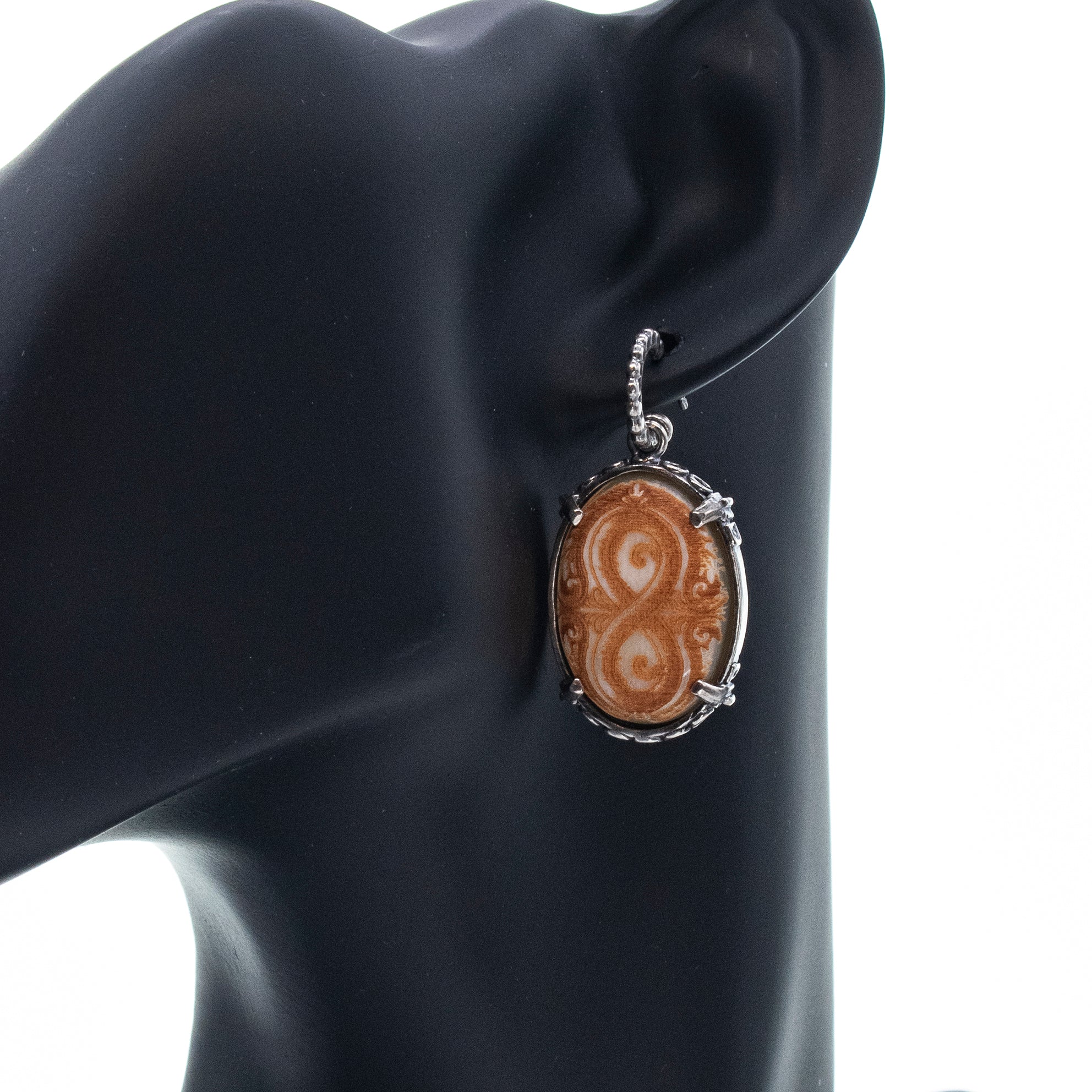 Beige Horn Infinity Earrings – Sterling Silver – Gem Kingdom