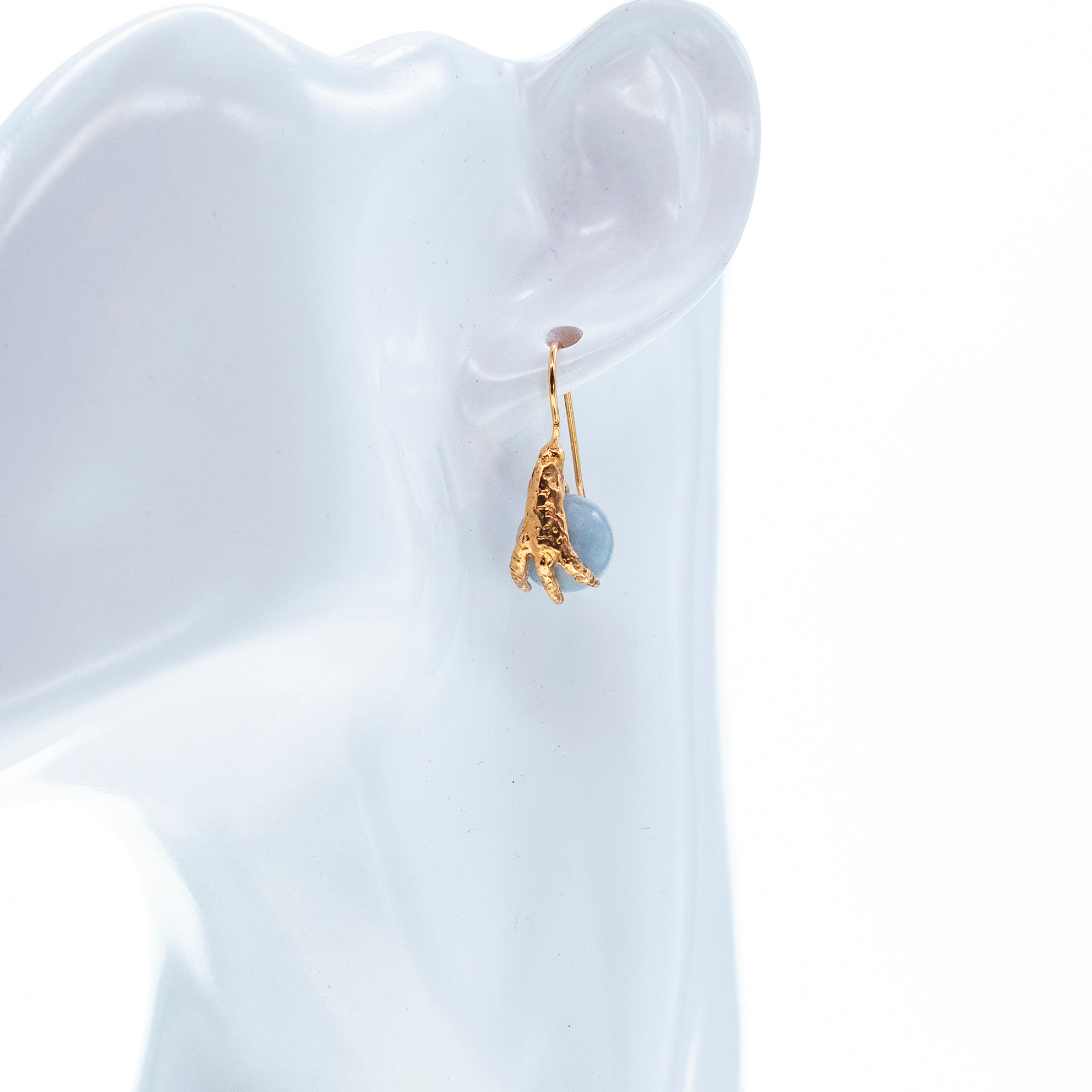 Blue Angelite Claw Earrings – Gold Plated – Gem Kingdom