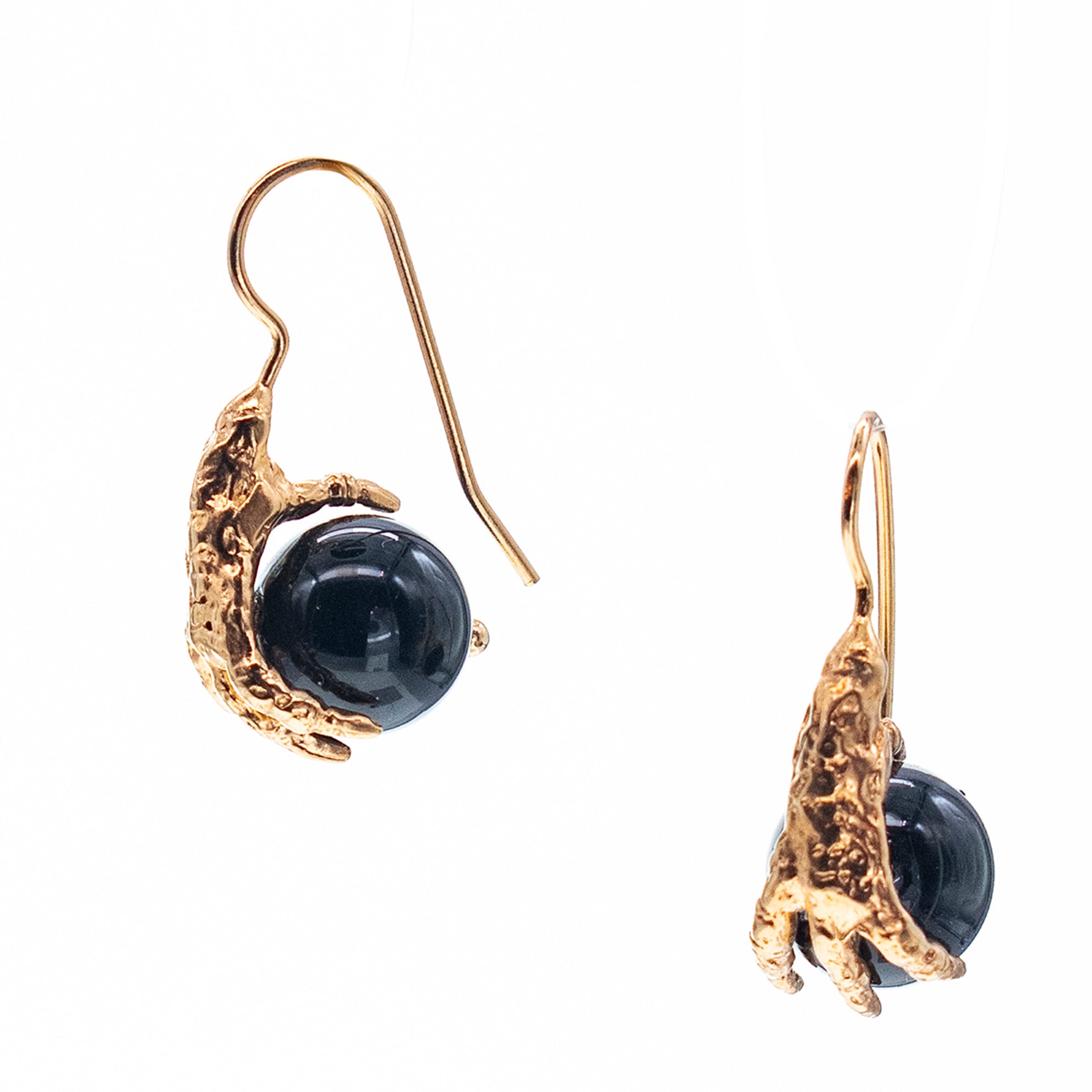 Black Onyx Claw Earrings – Gold Plated – Gem Kingdom