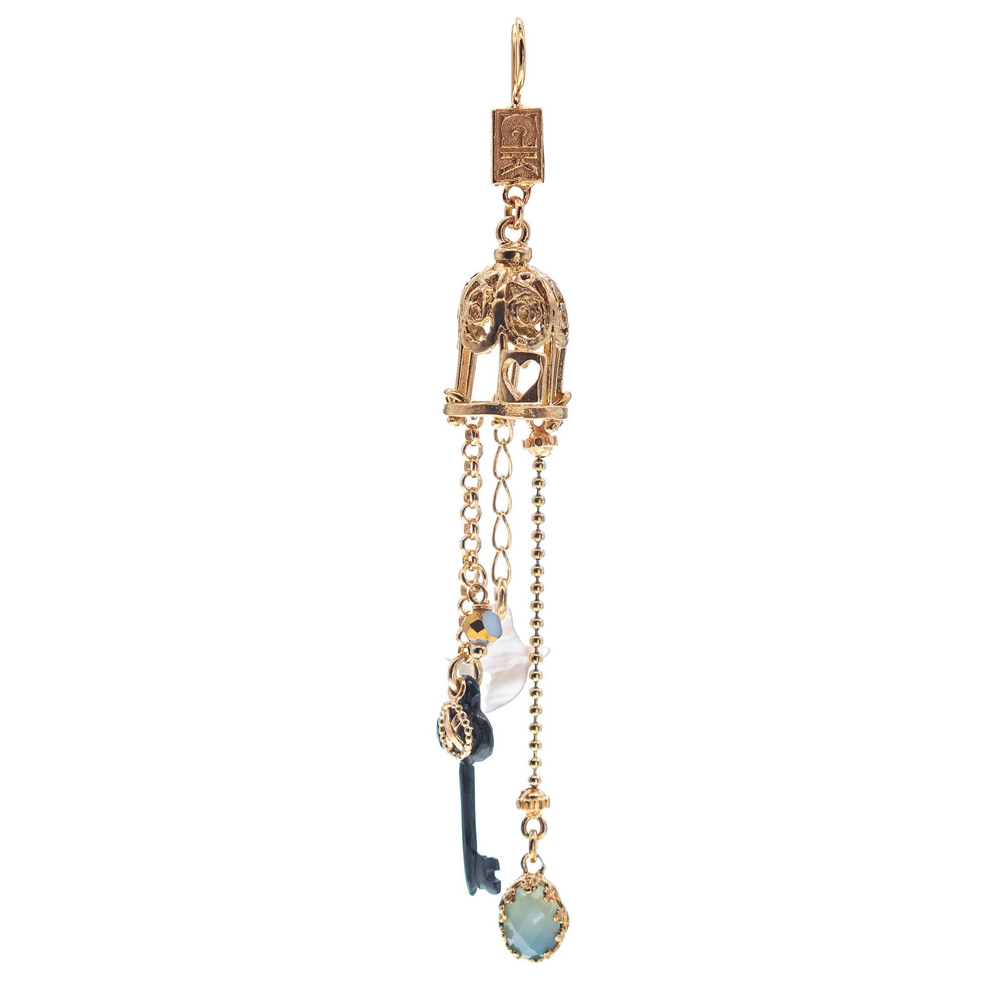 Enchanted Birdcage Single Earring – Gold Plated – Gem Kingdom