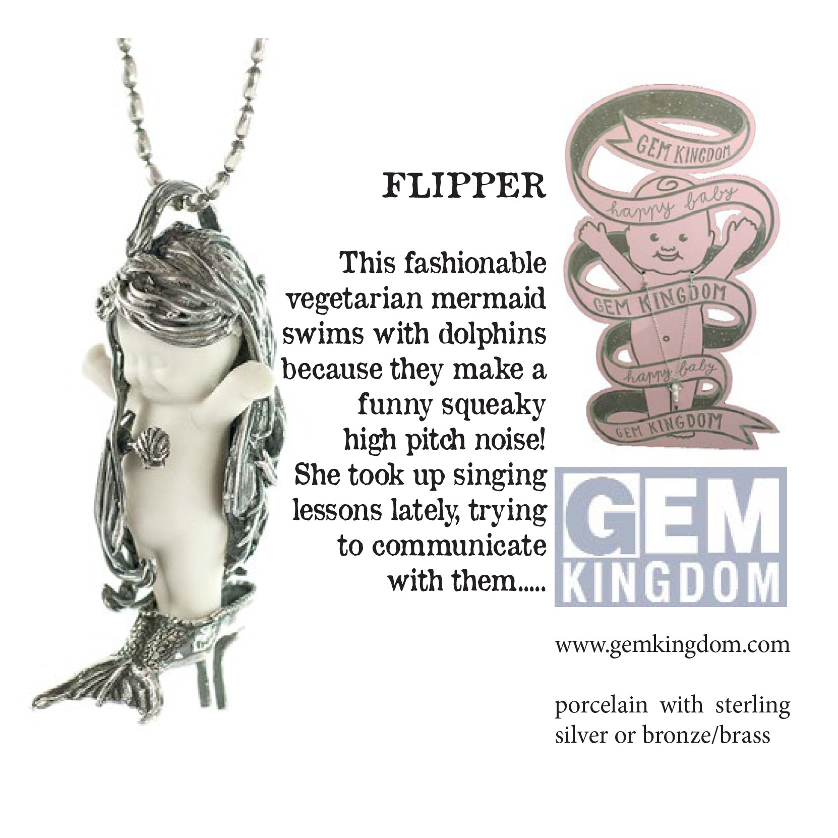"Flipper" Ketting Wit En Zilver