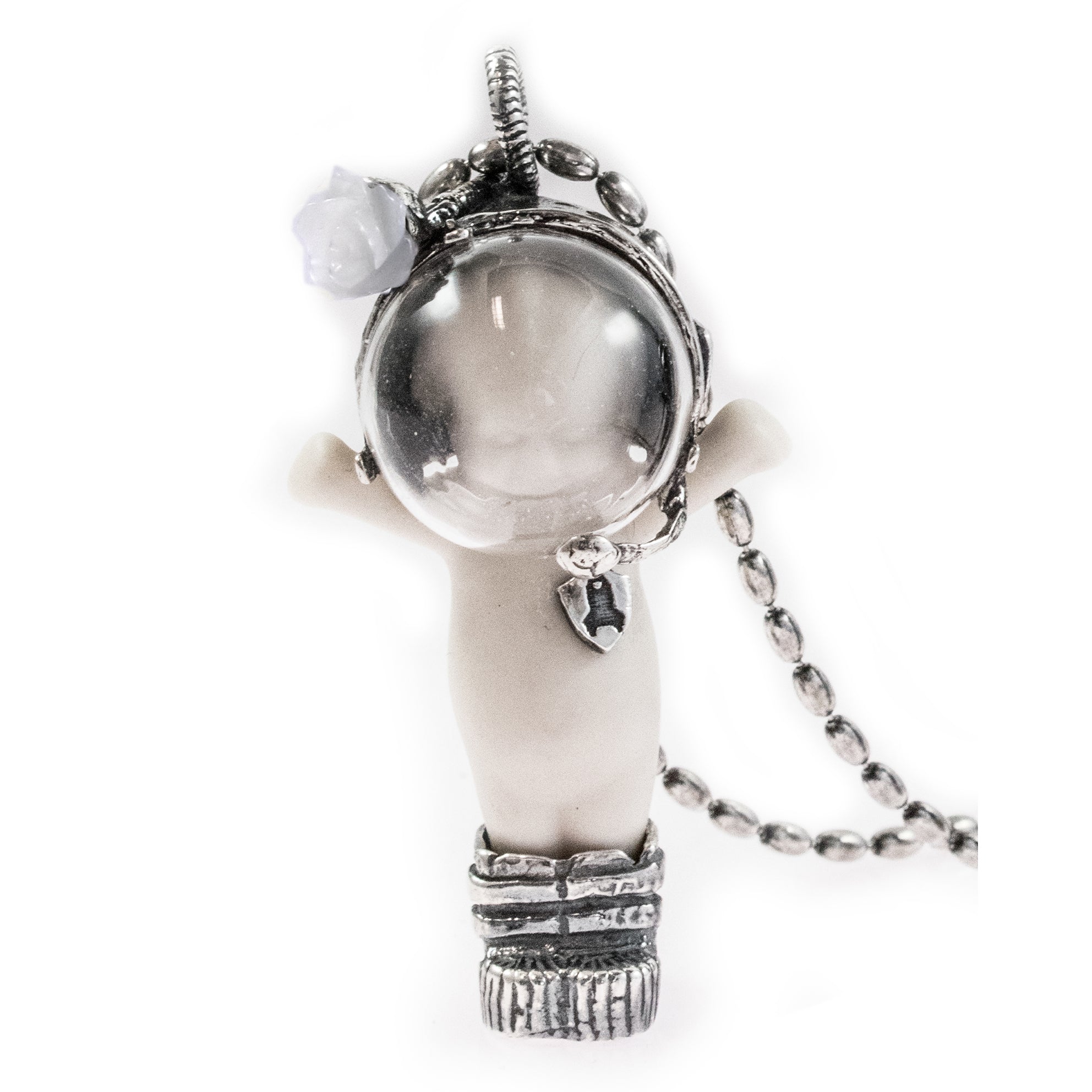 Major Tom White And Silver Necklace – Sterling Silver – Gem Kingdom