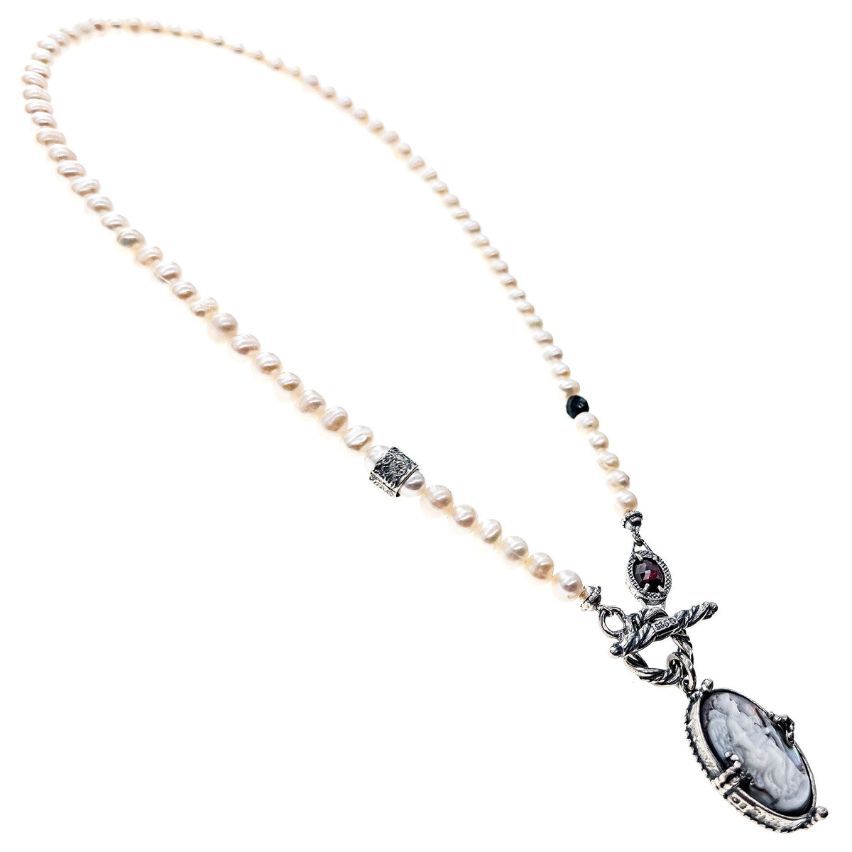 Nike Cameo Pearl Necklace – Sterling Silver – Gem Kingdom