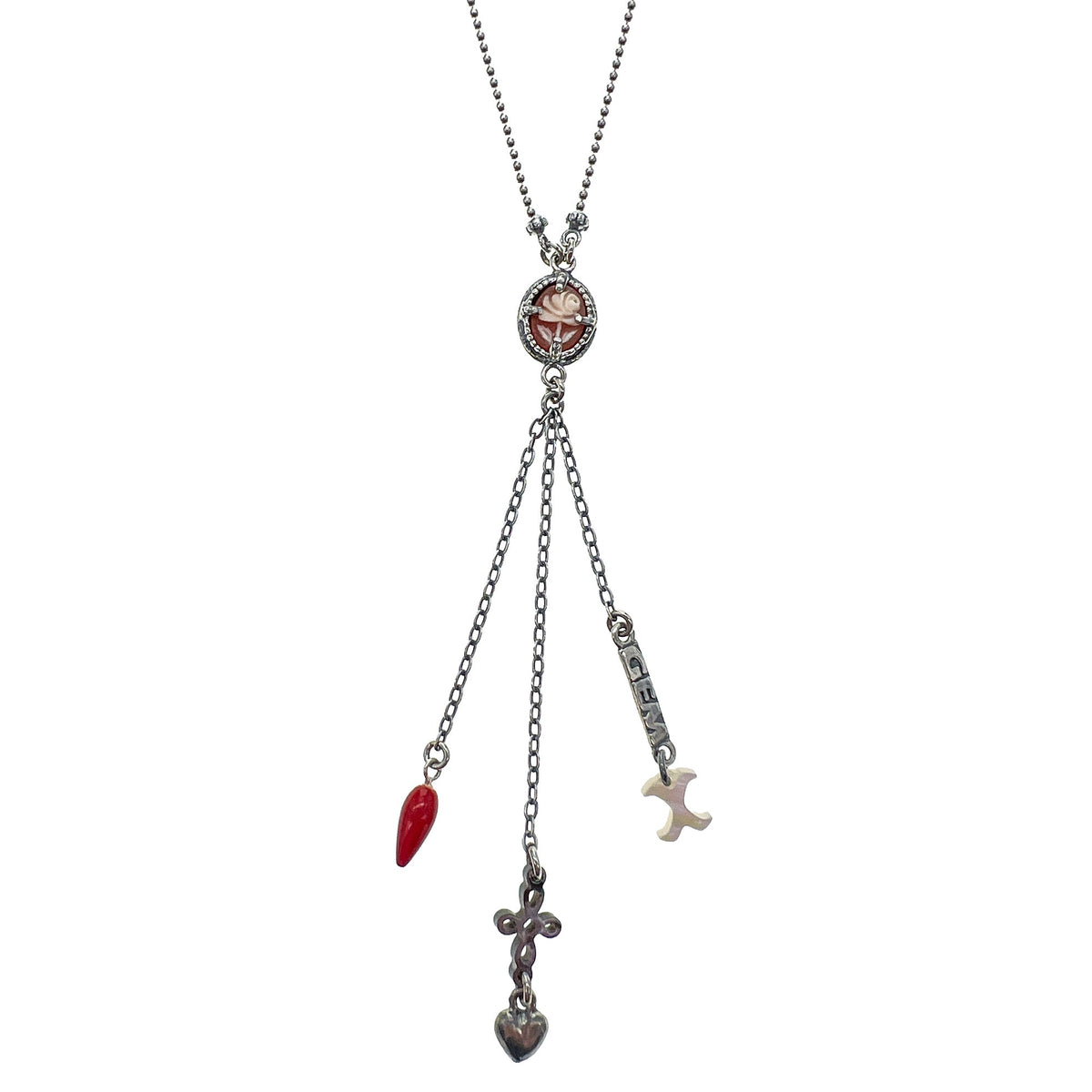 Cameo Charm Necklace – Sterling Silver – Gem Kingdom