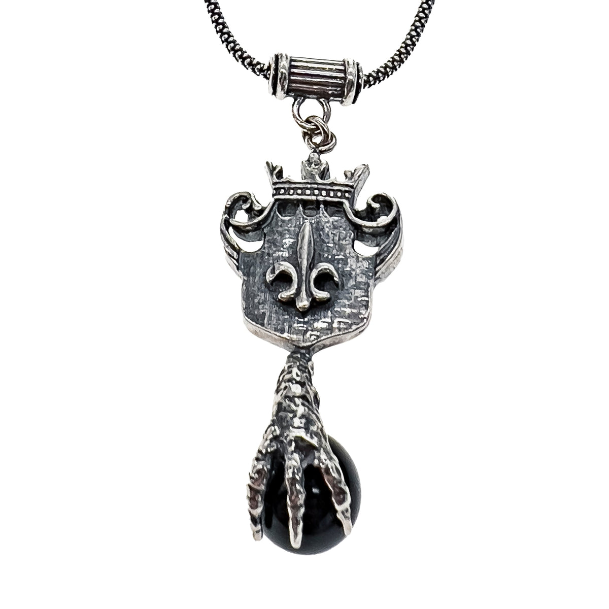 Shield And Claw Necklace Black – Sterling Silver – Gem Kingdom