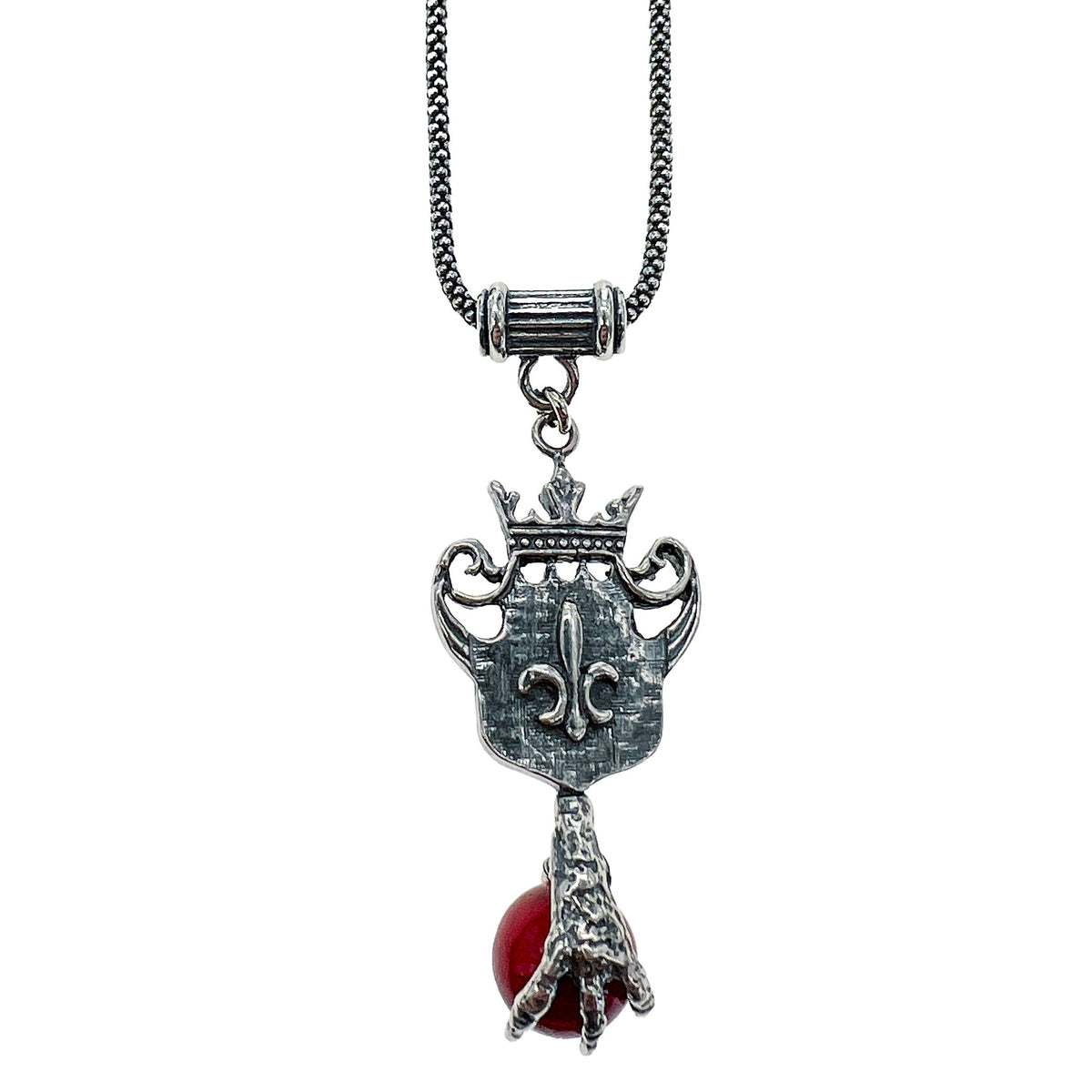 Shield And Claw Necklace Red – Sterling Silver – Gem Kingdom