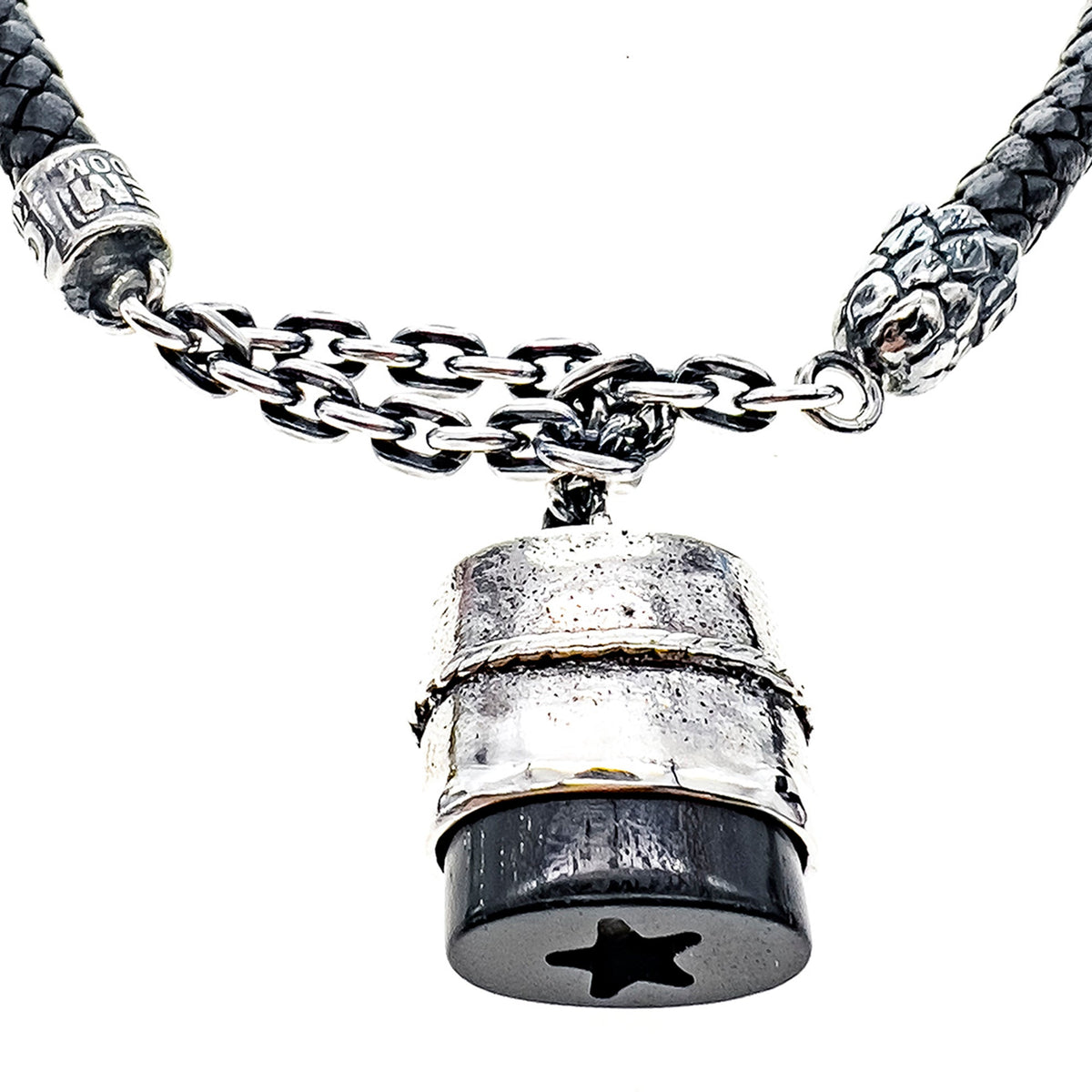 Rebel Rebel Leren Stempel Ketting – Sterling Zilver – Gem Kingdom