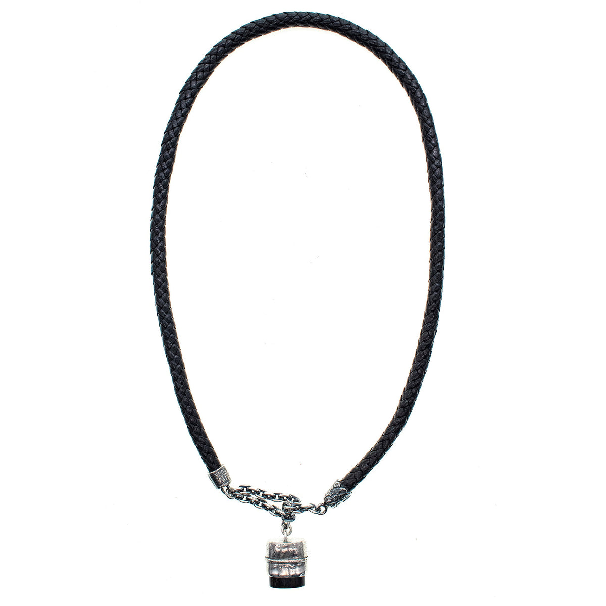 Rebel Rebel Leren Stempel Ketting – Sterling Zilver – Gem Kingdom