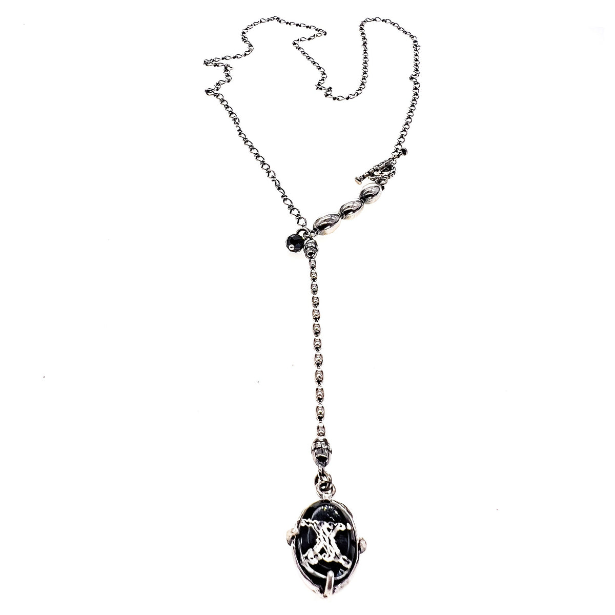 Rebel Rebel Intaglio Y-Necklace Long – Sterling Silver – Gem Kingdom