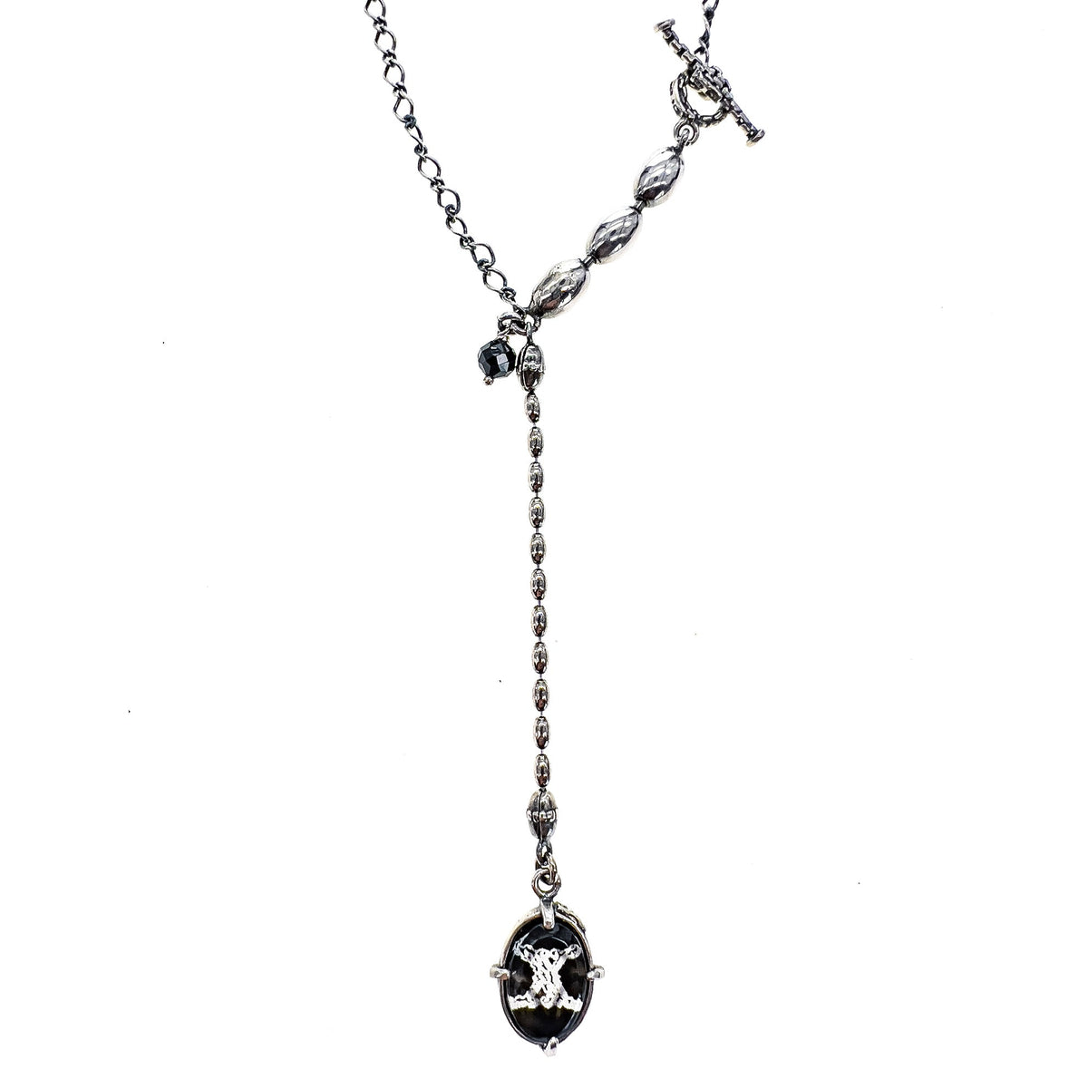 Rebel Rebel Intaglio Y-Ketting Kort – Sterling Zilver – Gem Kingdom