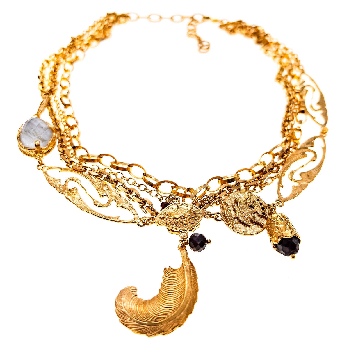 Multi-Strand Charm Necklace – 18k Gold Plated – Gem Kingdom
