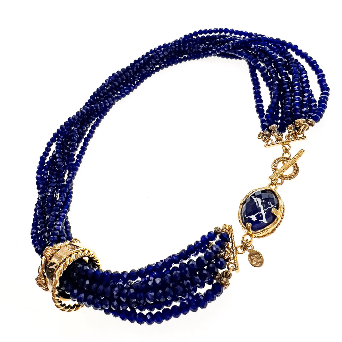 Blauwe Multi Kralenketting – Verguld – Gem Kingdom