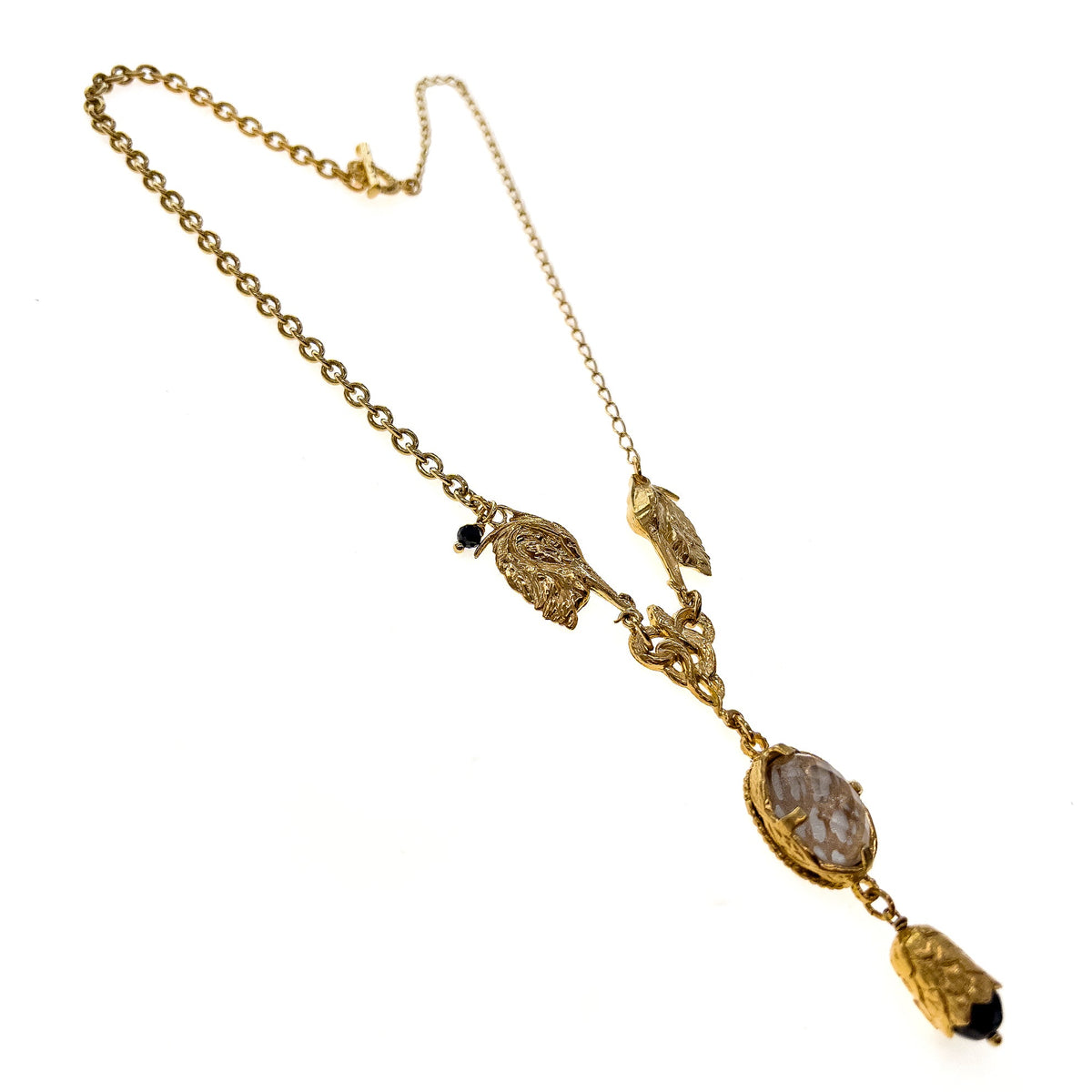 Heron Necklace Peach – 18k Gold Plated – Gem Kingdom