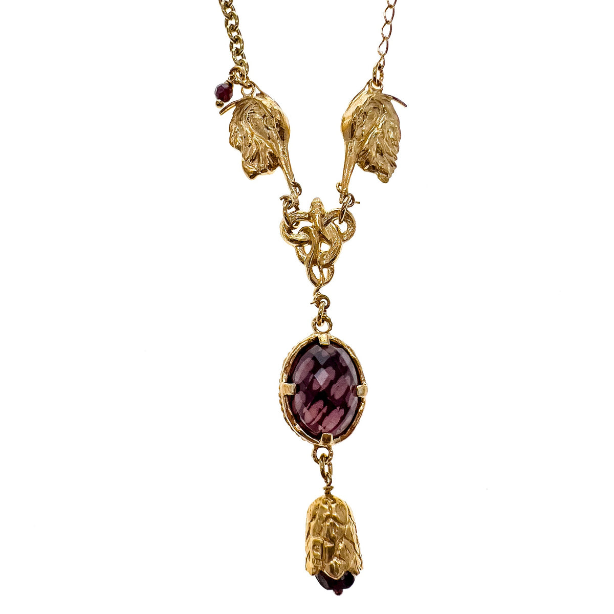 Heron Necklace Red – 18k Gold Plated – Gem Kingdom