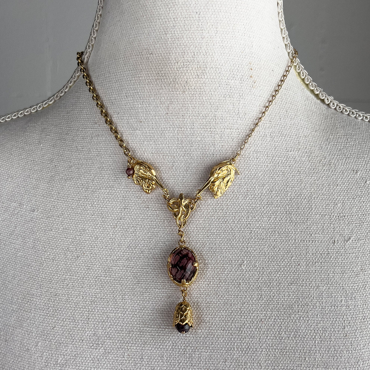 Heron Necklace Red – 18k Gold Plated – Gem Kingdom