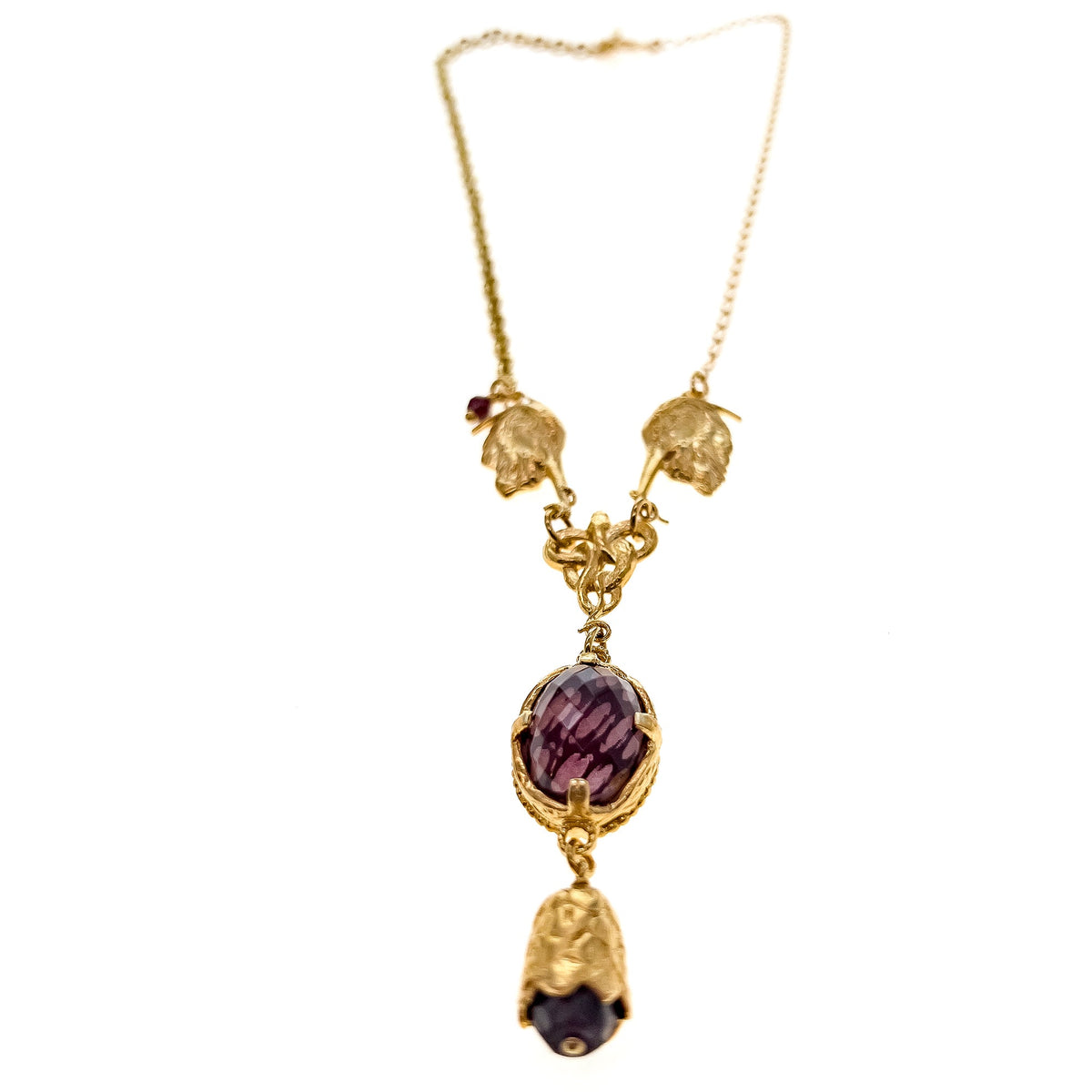 Heron Necklace Red – 18k Gold Plated – Gem Kingdom