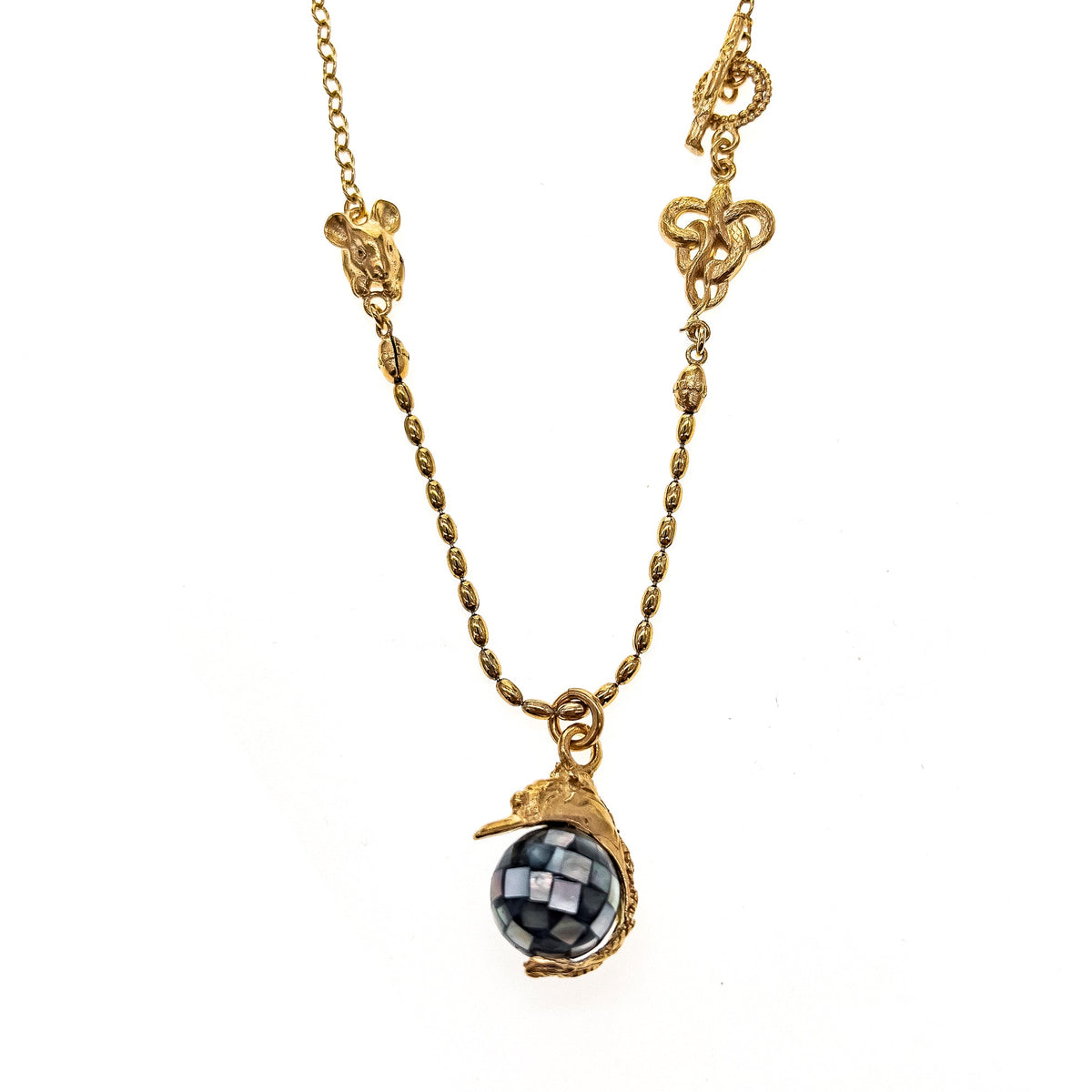 Swan Necklace Black – 18k Gold Plated – Gem Kingdom
