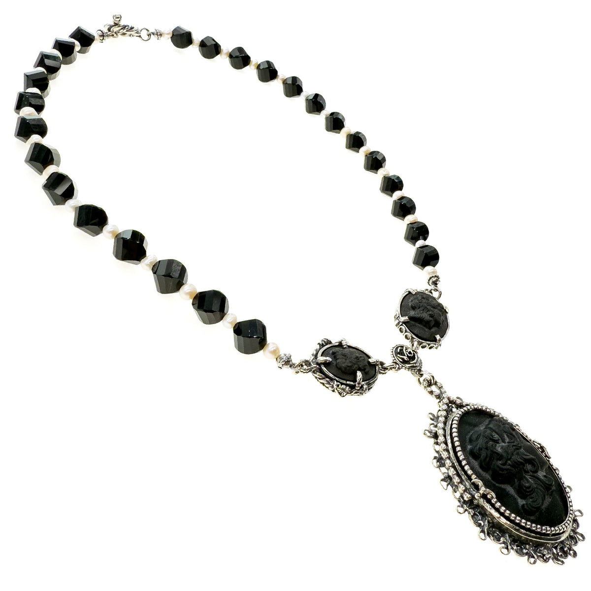 Black Cameo Necklace – Sterling Silver – Gem Kingdom